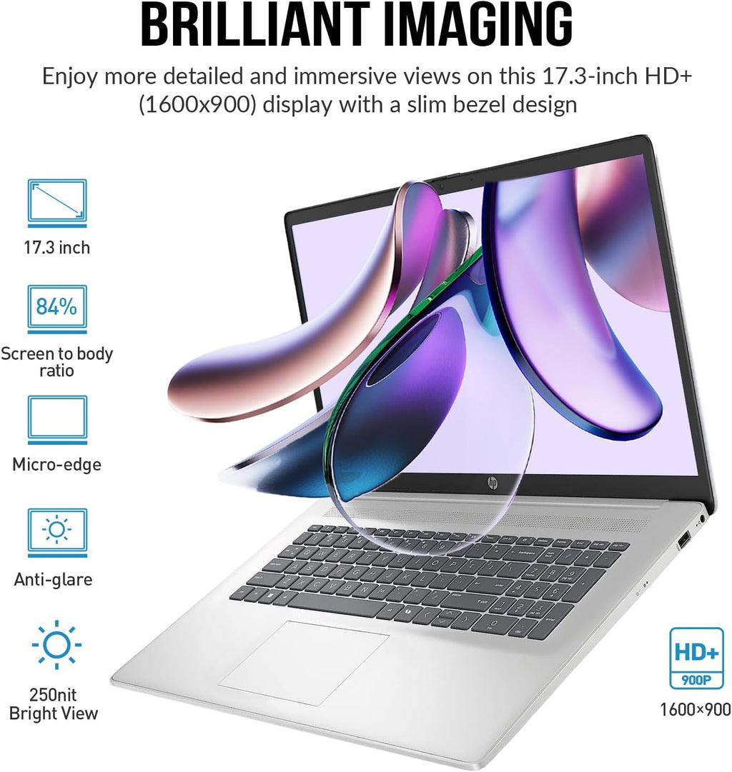 HP Laptops 17 Inch, 17.3' Laptop Computer, HD+ Large Screen, Intel Core i3 (8-Cores), 16GB RAM 1TB SSD, Windows 11 Pro, Number Pad, Wi-Fi 6, USB-C