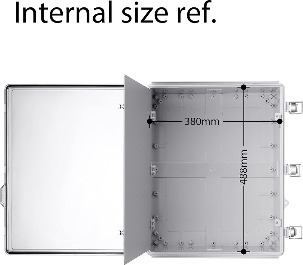 Gratury Junction Box, IP67 Waterproof Plastic Enclosure for Electrical Project, Hinged Transparent Cover, Includes Inner Door, Mounting Plate and Wall Bracket 510×410×200mm (20'×16.1'×7.9' TC-D)