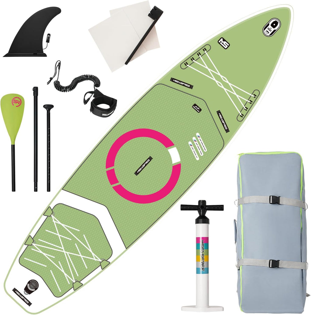Inflatable Paddle Board 9.9'x33 x5 with Premium SUP Accessories & Backpack, Wide Stance, Bottom Fin for Paddling, Paddle, Leash, Surf Control, for Youth & Adult