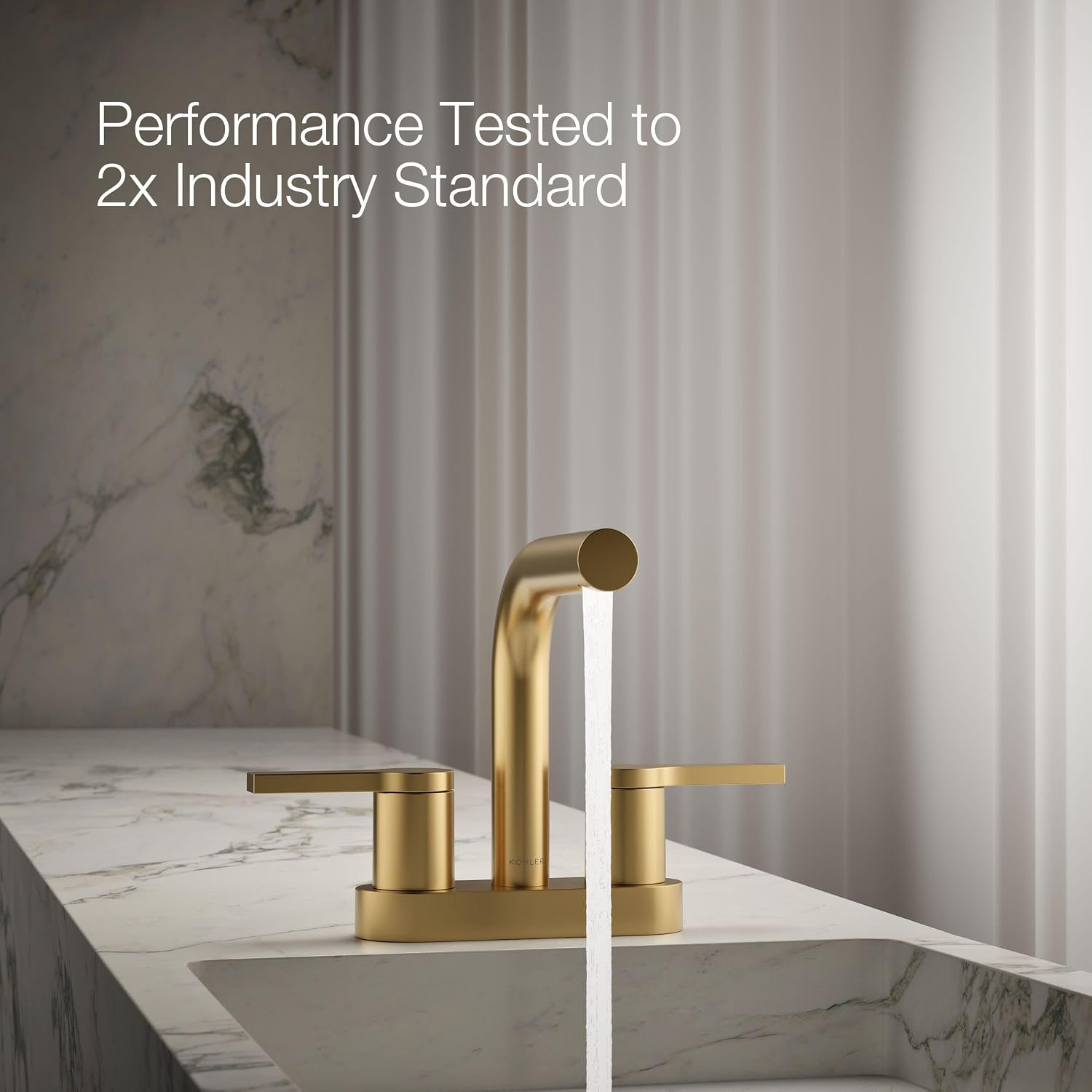 KOHLER K-33591-4N-2MB Elate® Centerset Bathroom Sink Faucet, Durable Brass, Contemporary Look, Easy Maintenance, Bathroom Faucets, 0.5 GPM, Vibrant Brushed Moderne Brass