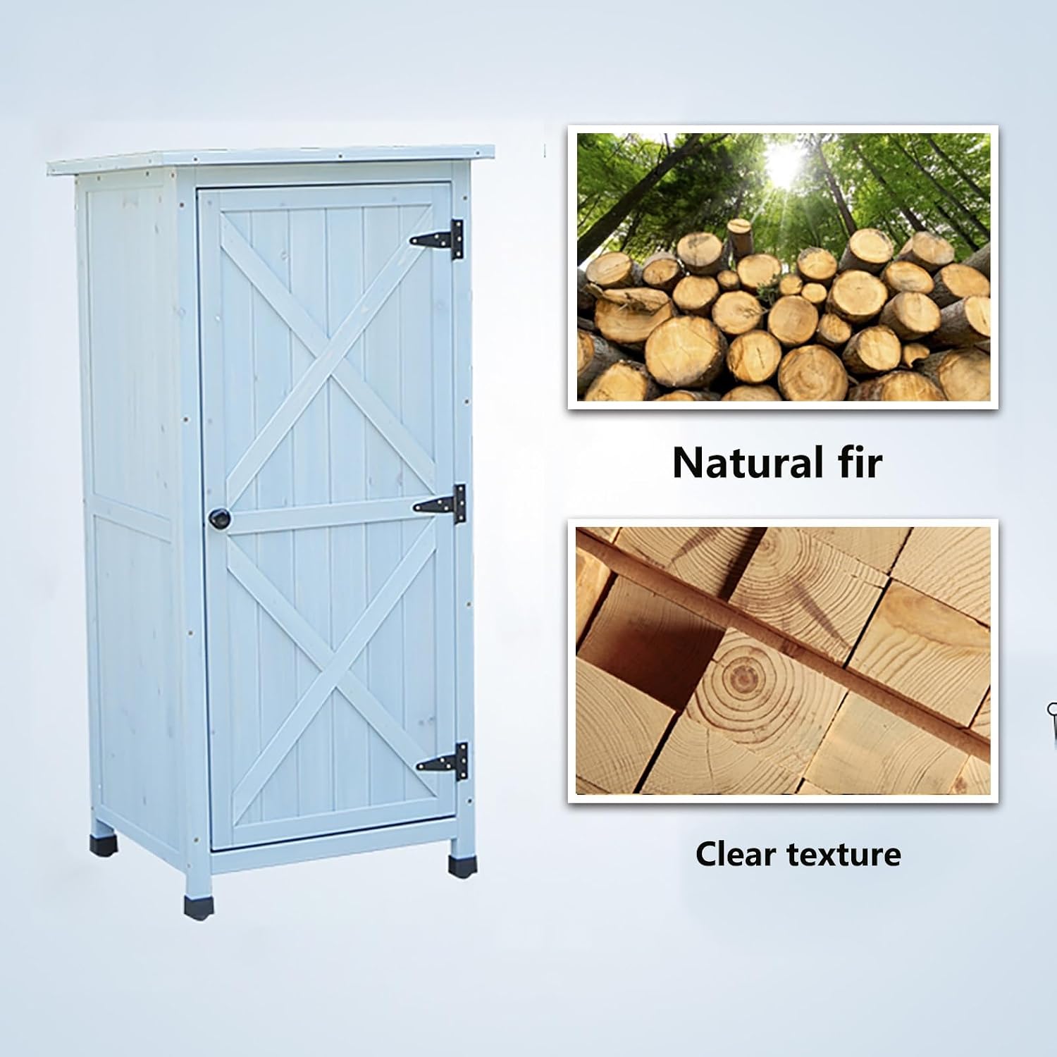 FORRTY Outdoor Storage Box Waterproof Outdoor Container Deck Box Solid Wood Material is Strong and Durable Three-layer Storage Space with Adjustable Splint(Green)