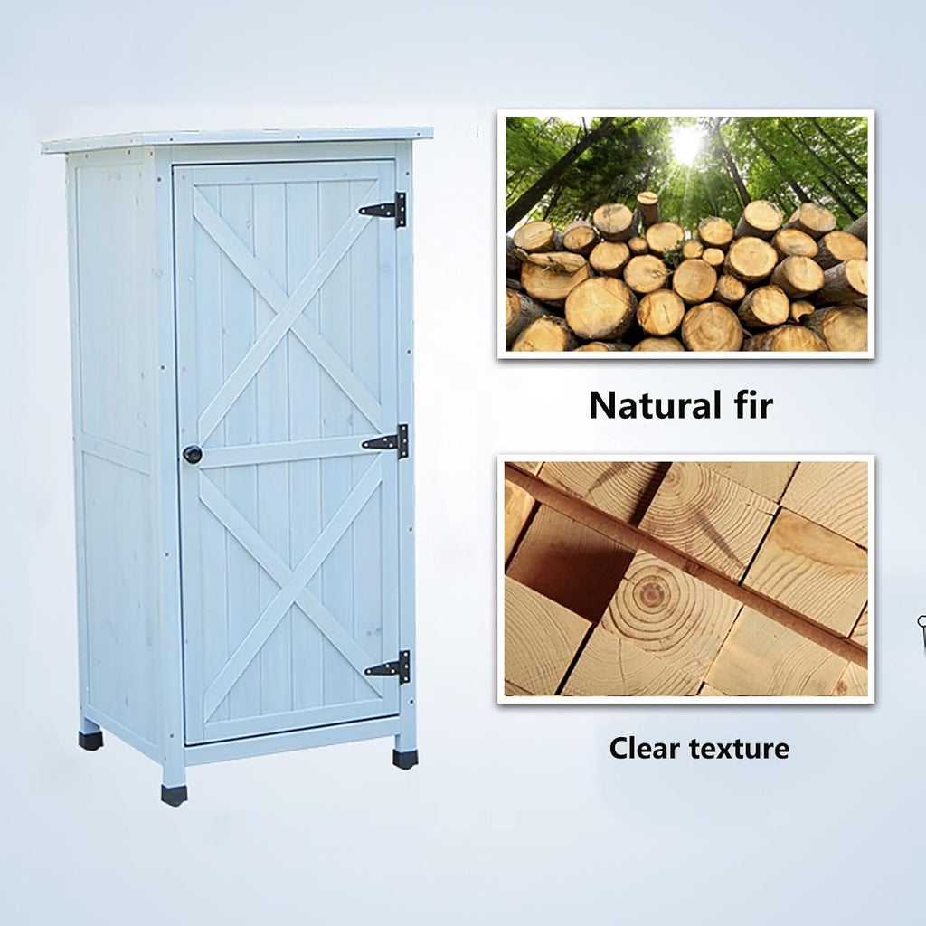 FORRTY Outdoor Storage Box Waterproof Outdoor Container Deck Box Solid Wood Material is Strong and Durable Three-layer Storage Space with Adjustable Splint(Beige)
