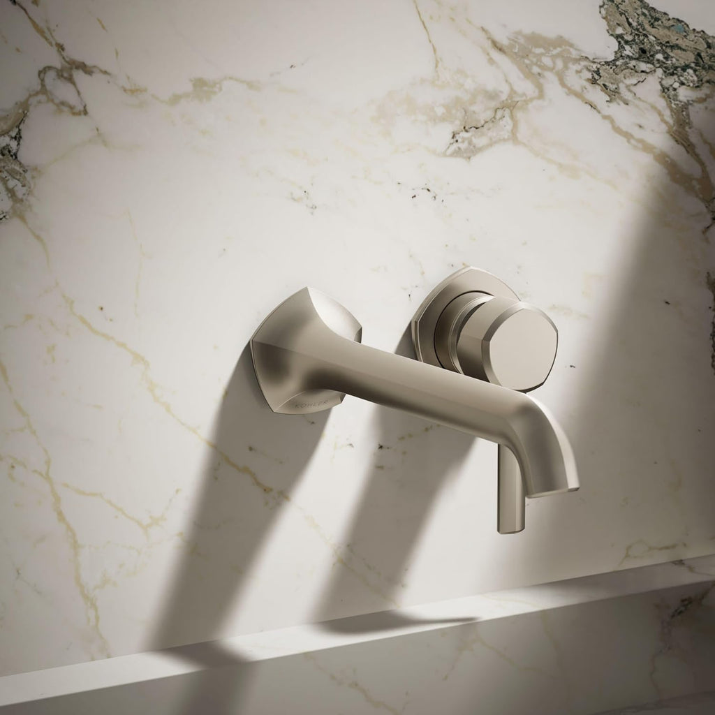 KOHLER T27011-ND-BN Occasion Bathroom Sink Faucet Spout, Stationary Wall-Mount Bathroom Sink Spout, 1.2 gpm, Vibrant Brushed Nickel