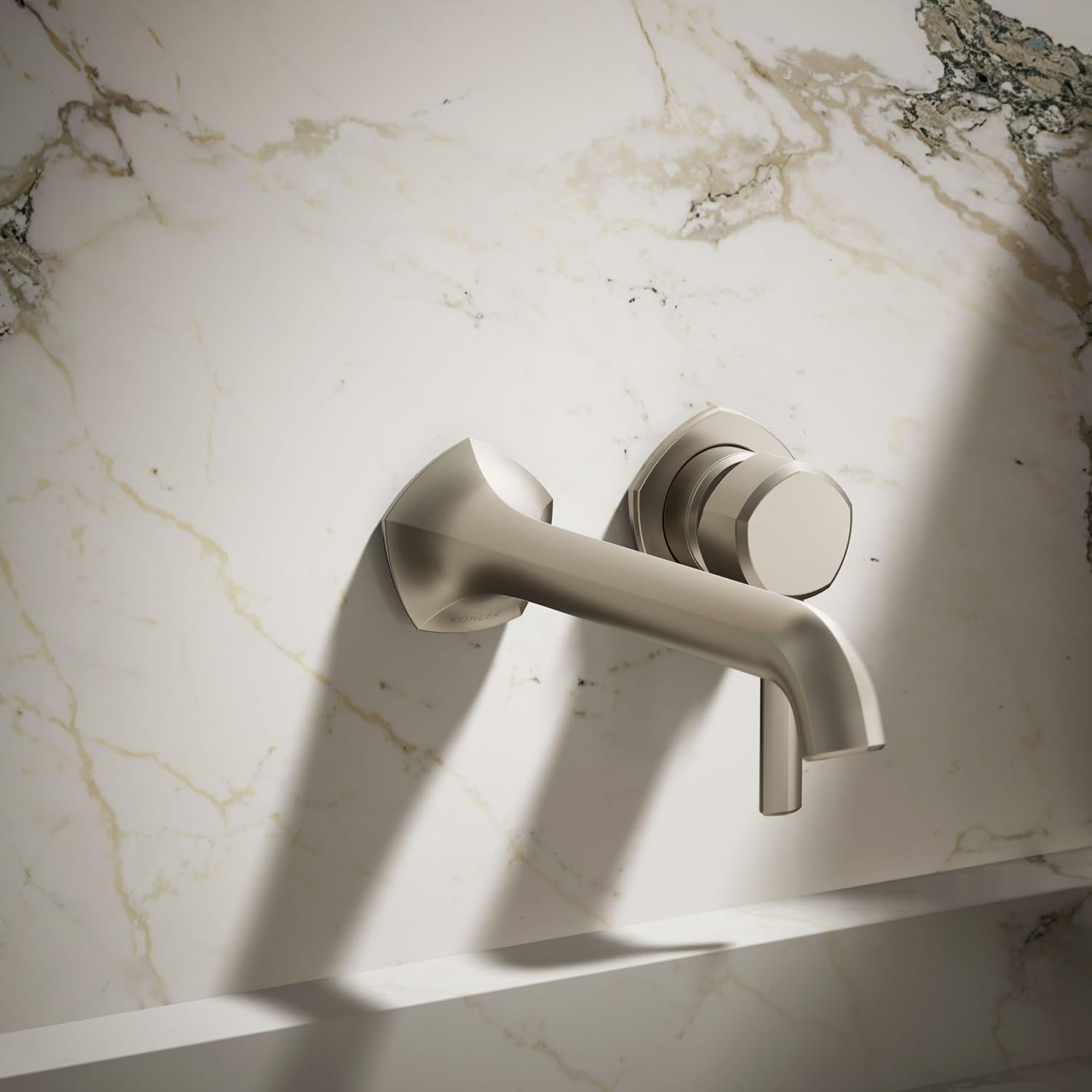 KOHLER T27011-ND-BN Occasion Bathroom Sink Faucet Spout, Stationary Wall-Mount Bathroom Sink Spout, 1.2 gpm, Vibrant Brushed Nickel