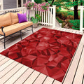 Red Geometric Outdoor Rug for Patio/Deck/Porch, Non-Slip Large Area Rug 5 x 7 Ft, Vintage Minimalism Abstract Aesthetic Indoor Outdoor Rugs Washable Area Rugs, Reversible Camping Rug Carpet Runner