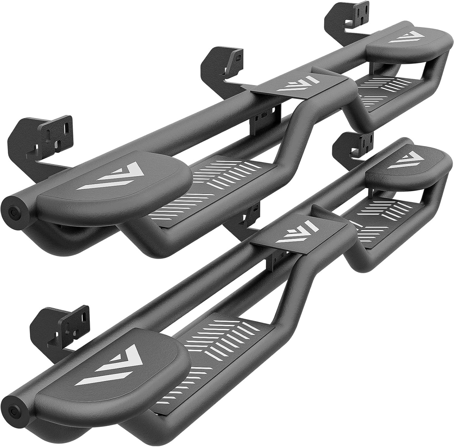 YZONA Running Boards Crew Cab Compatible with 2009-2014 Ford F150 F-150 SuperCrew Cab Super Duty Side Steps, Three Raised Steps Design Side Rail Nerf Bar Rock Sliders (4 Full Size Doors)
