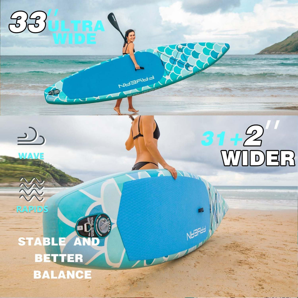 Inflatable Paddle Board,Stand Up Paddle Board,Anti-Slip EVA Deck,Complete SUP Accessories for All Skill Levels,Widened Paddleboard Equipped with Removable Fin, Hand Pump