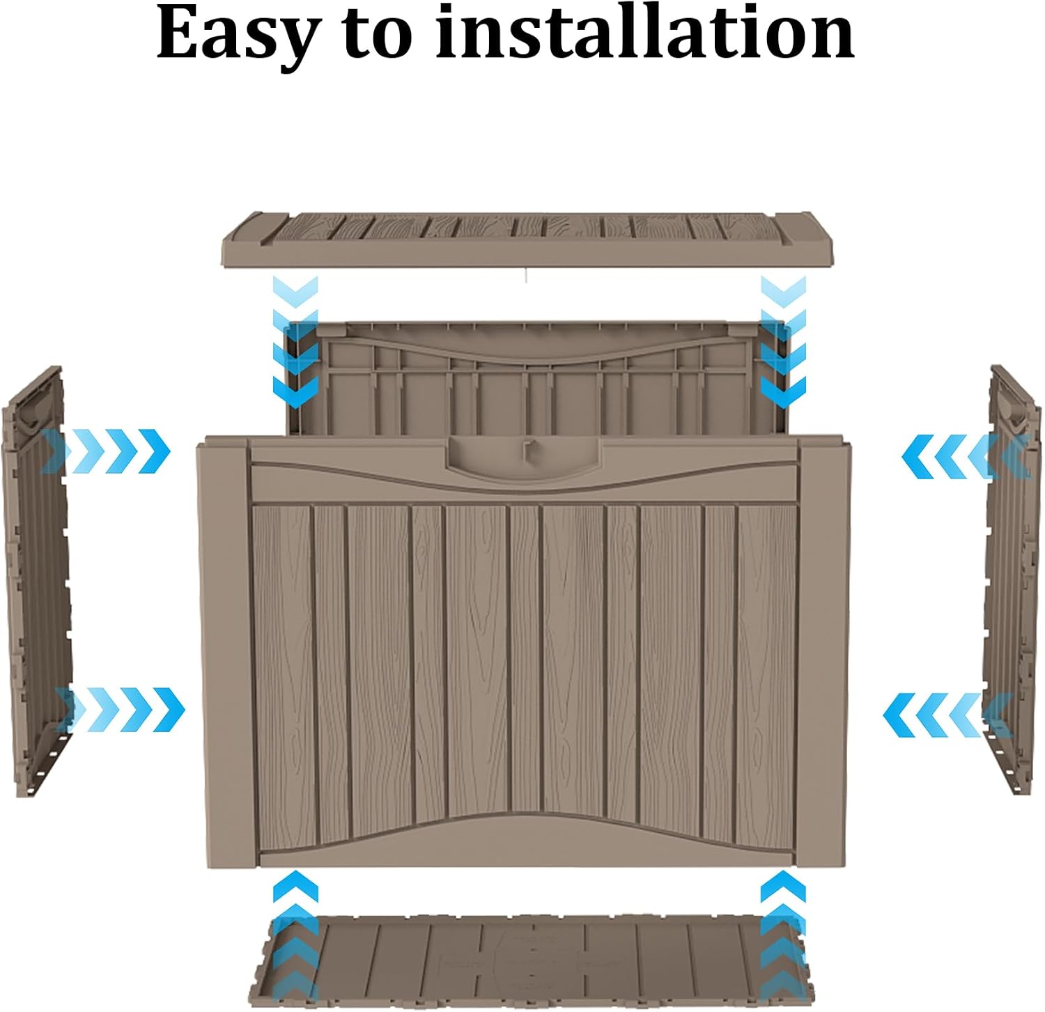 50 Gallon Plus Waterproof Outdoor Storage Bin Resin Deck Box for Patio, Poolside, and Garden, Lockable & UV-Resistant, Ideal for Small Spaces, Grey