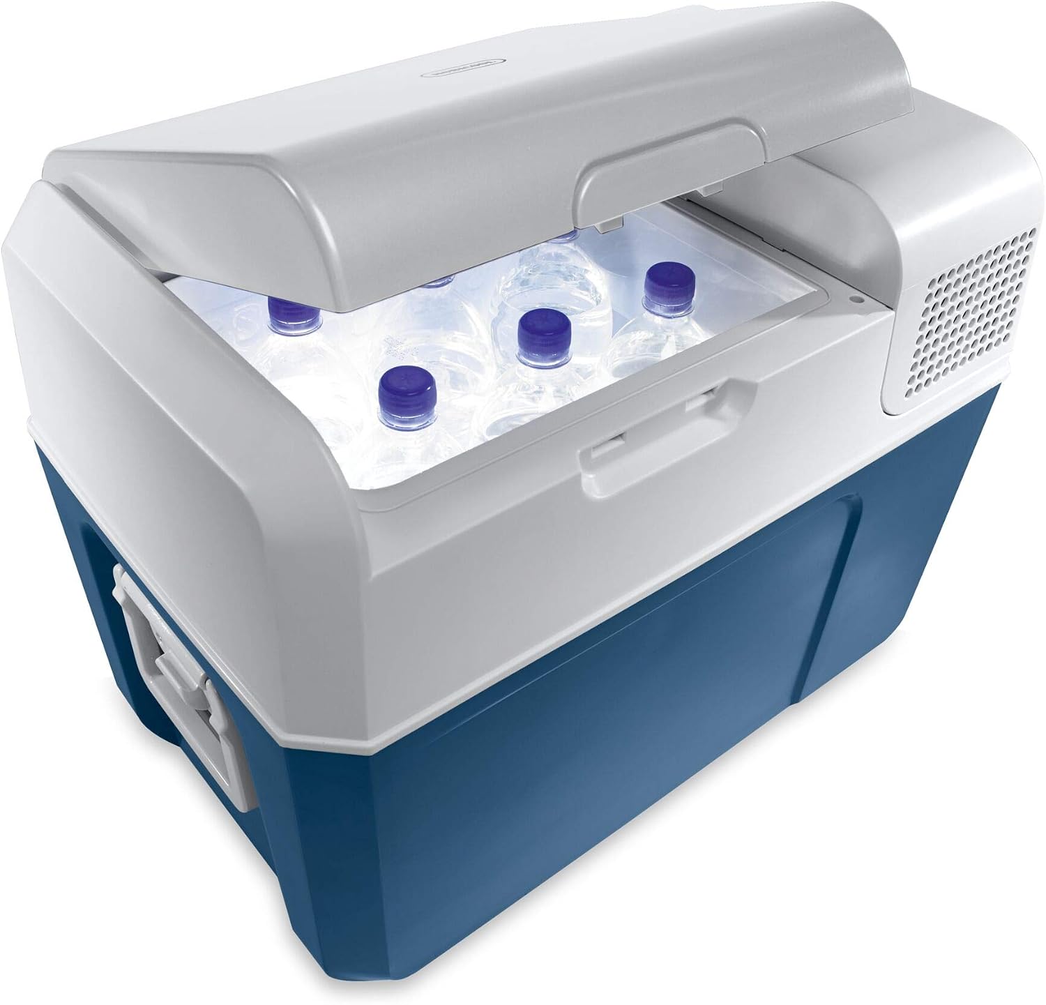 Mobicool MCF40-38 l Compressor Cooler, Blue/Grey, Cool Box 12/24 V DC / 100-240 V AC, Mini Fridge for Car, Truck, Boat, Motorhome and Power Socket
