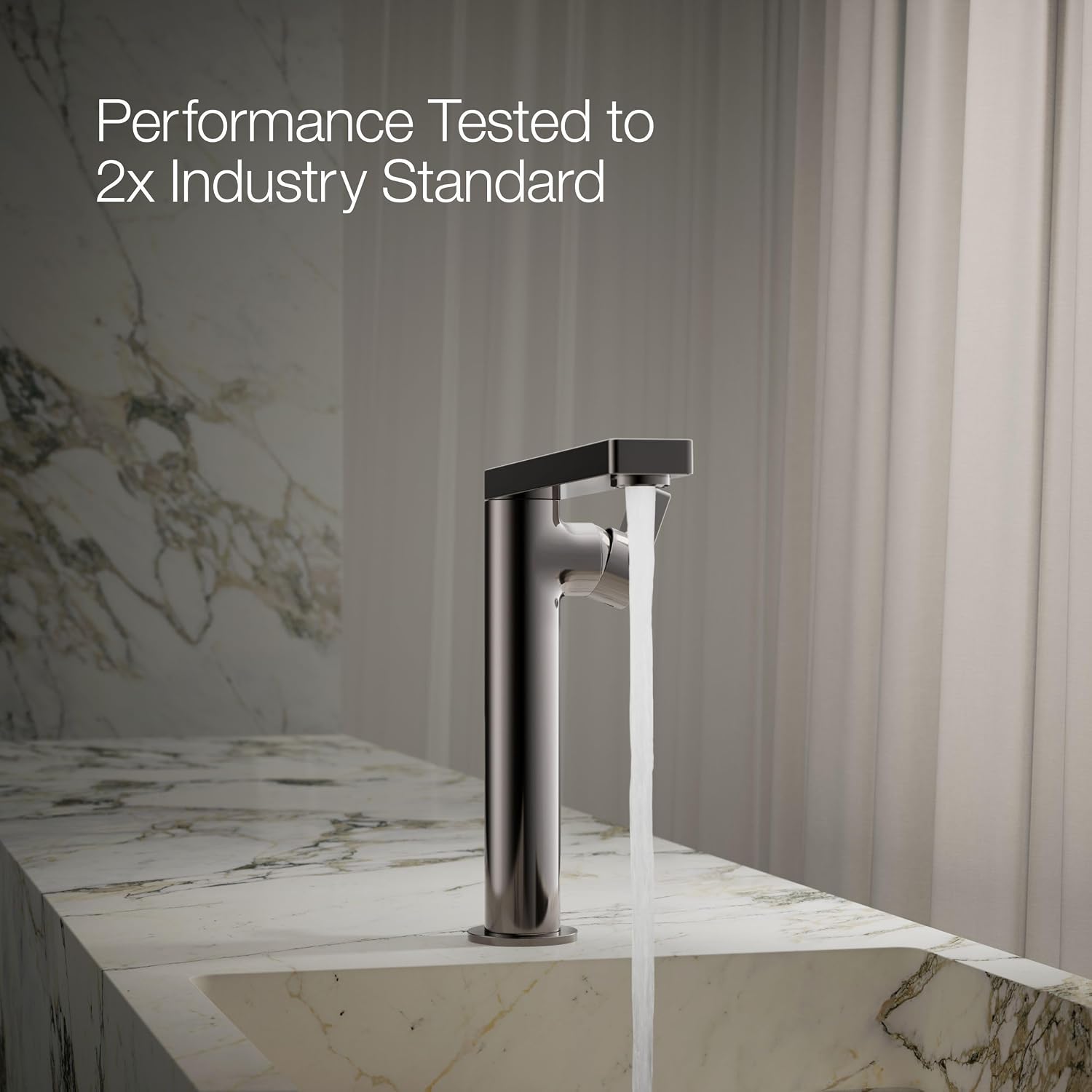 Kohler 73168-4-TT Composed® Tall Single-Handle Bathroom Sink Faucet with Lever Handle, 1.2 gpm, Vibrant Titanium