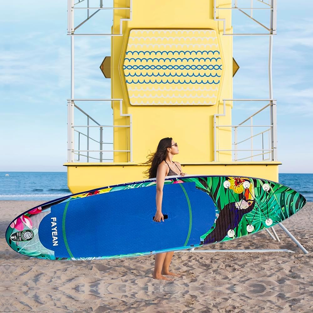 Inflatable Paddle Board,Stand Up Paddle Board,Anti-Slip EVA Deck,Complete SUP Accessories for All Skill Levels,Widened Paddleboard Equipped with Removable Fin, Hand Pump