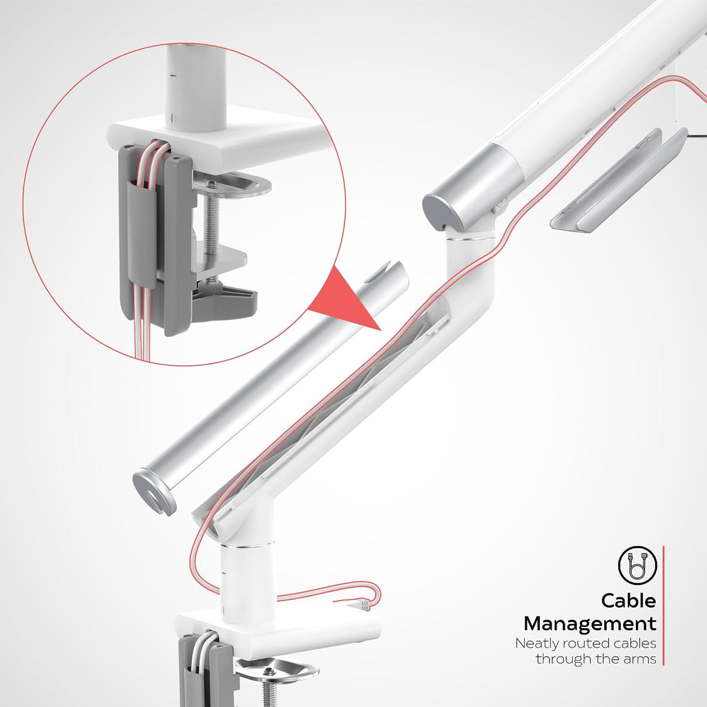 CTA Digital White Arm Mount for Tablets to Clamp to Desks with Lockable Protection for iPad 11 (A16) - Pro 11-inch M4 - Air 11-inch M3- iPad 10th Gen - Galaxy Tab & More Tablets - (PAD-SSMA)