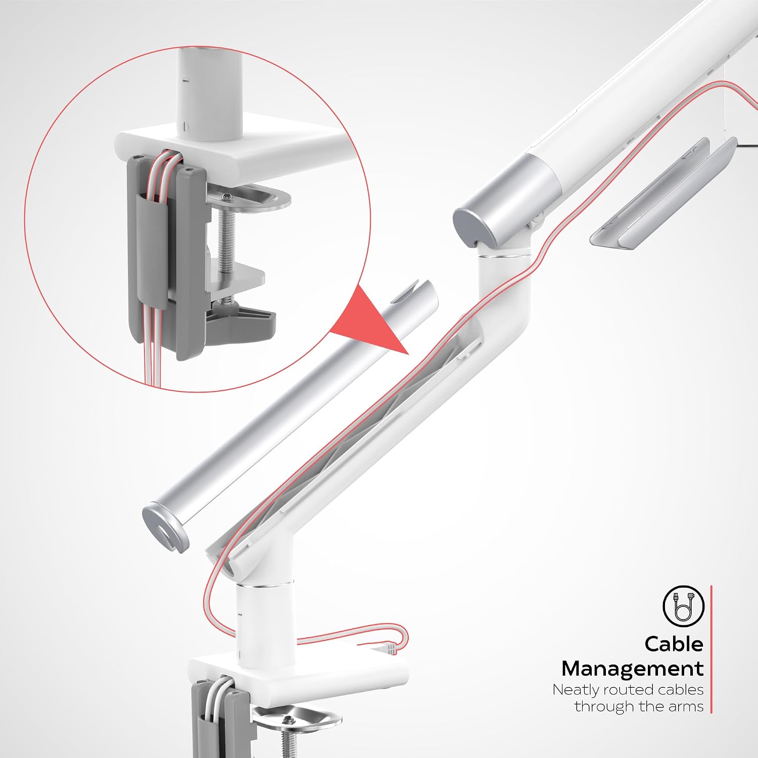 CTA Digital White Arm Mount for Tablets to Clamp to Desks with Lockable Protection for iPad 11 (A16) - Pro 11-inch M4 - Air 11-inch M3- iPad 10th Gen - Galaxy Tab & More Tablets - (PAD-SSMA)