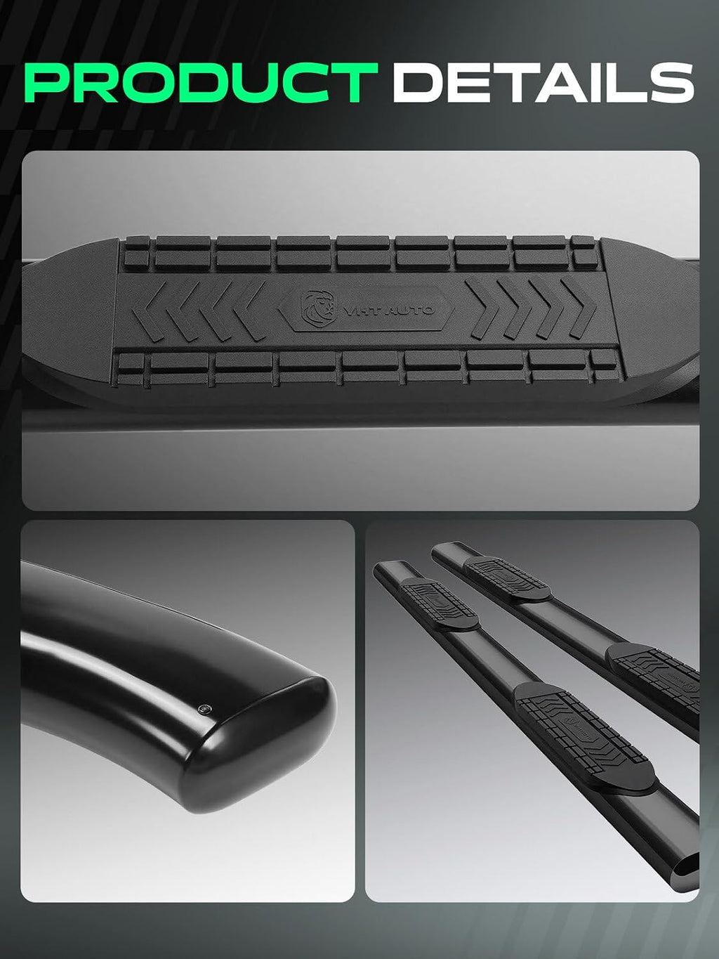 YHTAUTO 6 Inch Running Boards Side Steps Compatible with Toyota Tacoma 2005-2023 (Crew Cab/Double Cab) Oval Straight Carbon Steel Black Powder, Truck Side Step Rails, Set of 2