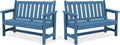 SERWALL HDPE Outdoor Benches Weatherproof, 2-Person Garden Bench with 660 lbs Weight Capacity, Patio Benches for Outdoors, Garden, Porch, Park, Navy, 2 Pack