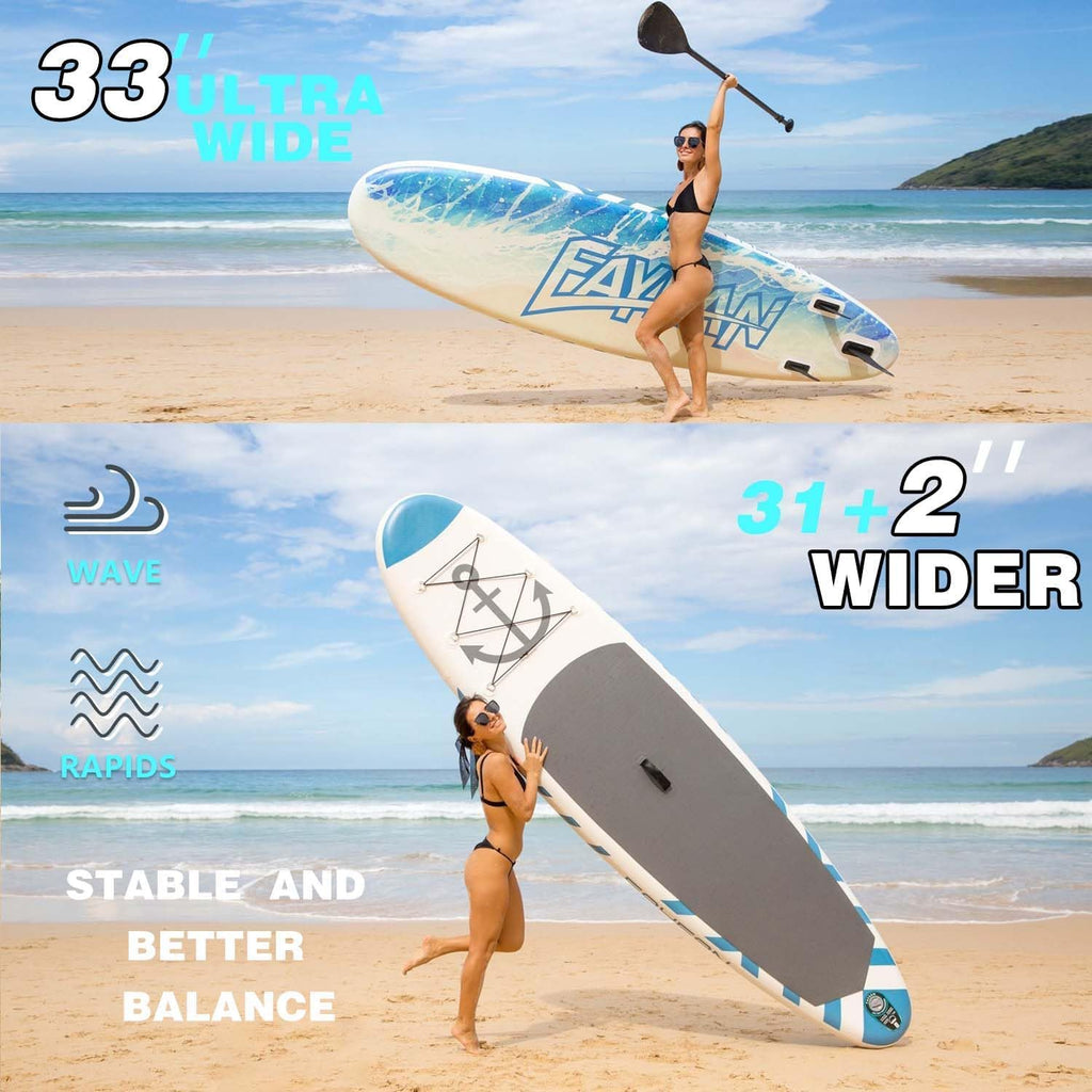 Inflatable Paddle Board,Stand Up Paddle Board,Anti-Slip EVA Deck,Complete SUP Accessories for All Skill Levels,Widened Paddleboard Equipped with Removable Fin, Hand Pump