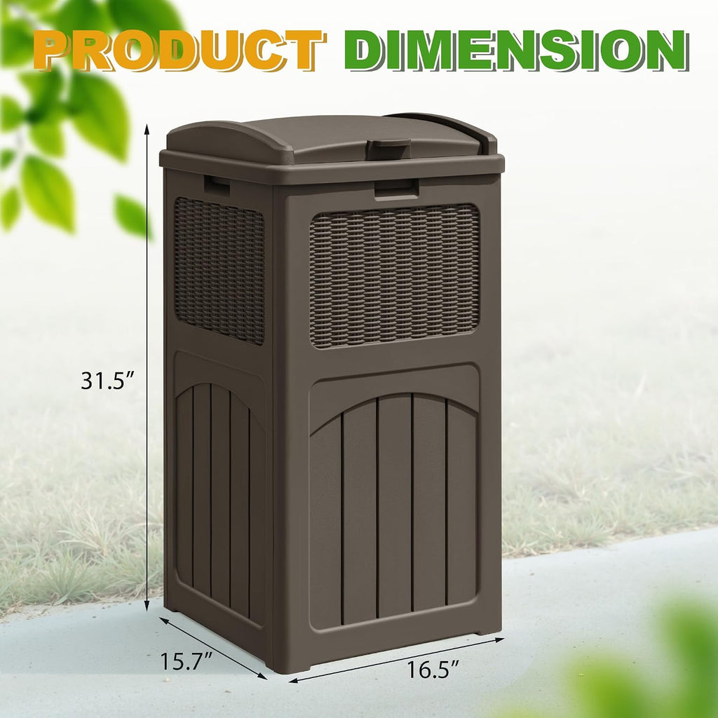 Greesum 2 Pack 33 Package Delivery Box for Outside, Waterproof Resin Garbage Bin with Lid for Hideaway, Deck, Patio, Dark Brown