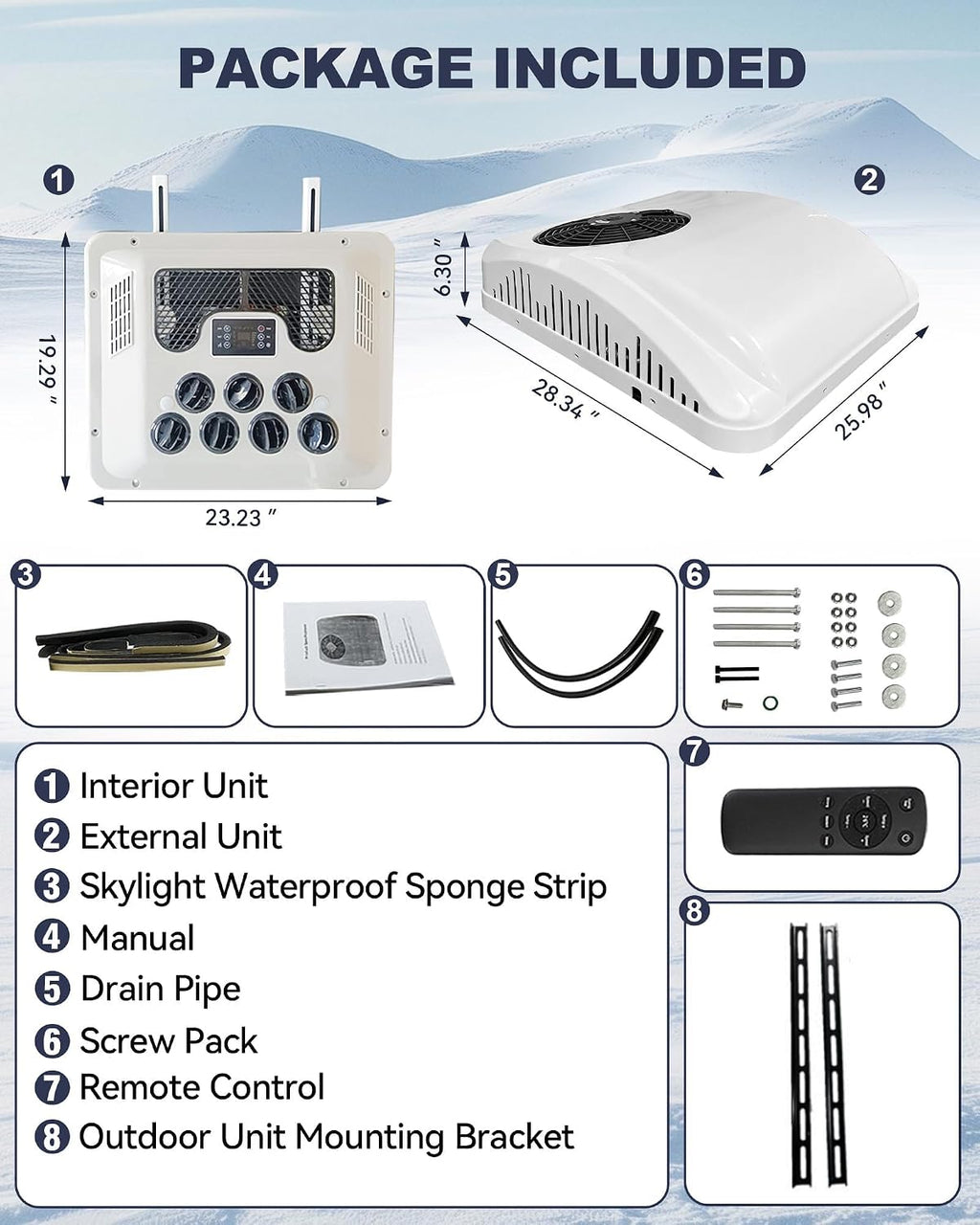 Treeligo 12V 10000BTU RV Rooftop Air Conditioner, Ultra-Quiet Heating & Cooling DC AC Kit Fit for Motorhome, Truck, Campers, Campervan & Caravan