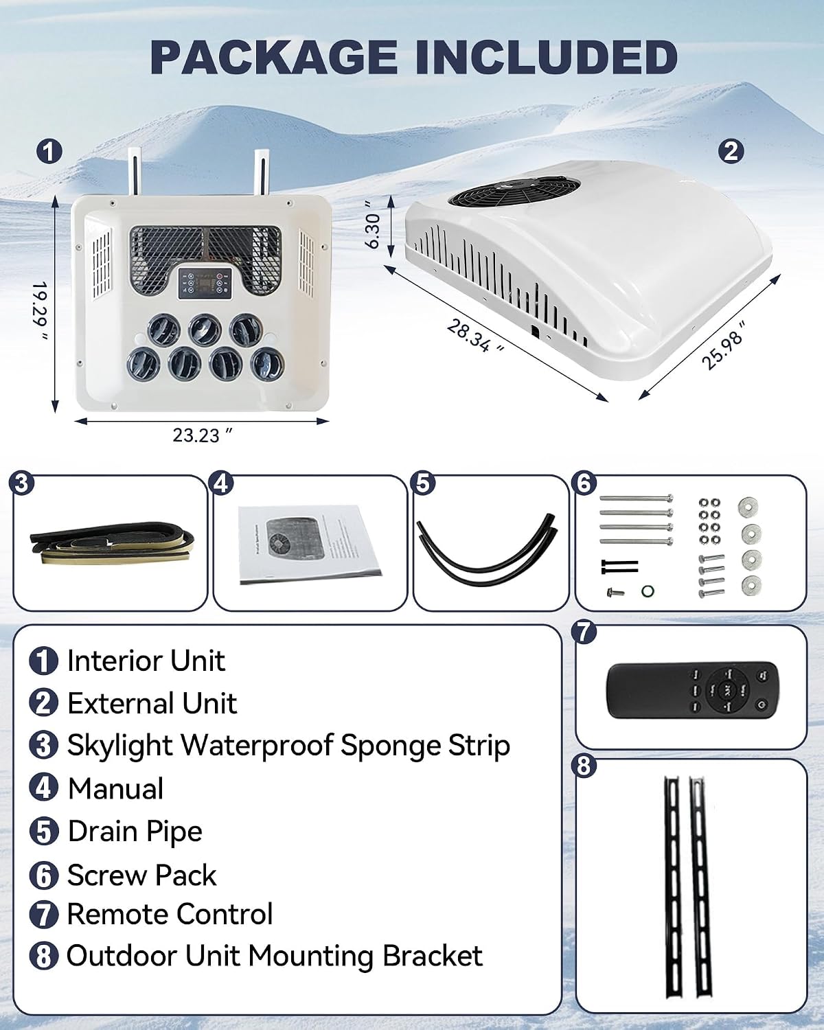 Treeligo 12V 10000BTU RV Rooftop Air Conditioner, Ultra-Quiet Heating & Cooling DC AC Kit Fit for Motorhome, Truck, Campers, Campervan & Caravan