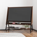 60' W Mobile TV Stand with Mount, Rolling Floor Media Console TV Cart, Wood Corner Monitor Stand with Shelves & Charging Station, for LCD/LED Flat Screens in Home Office, Brown Wood