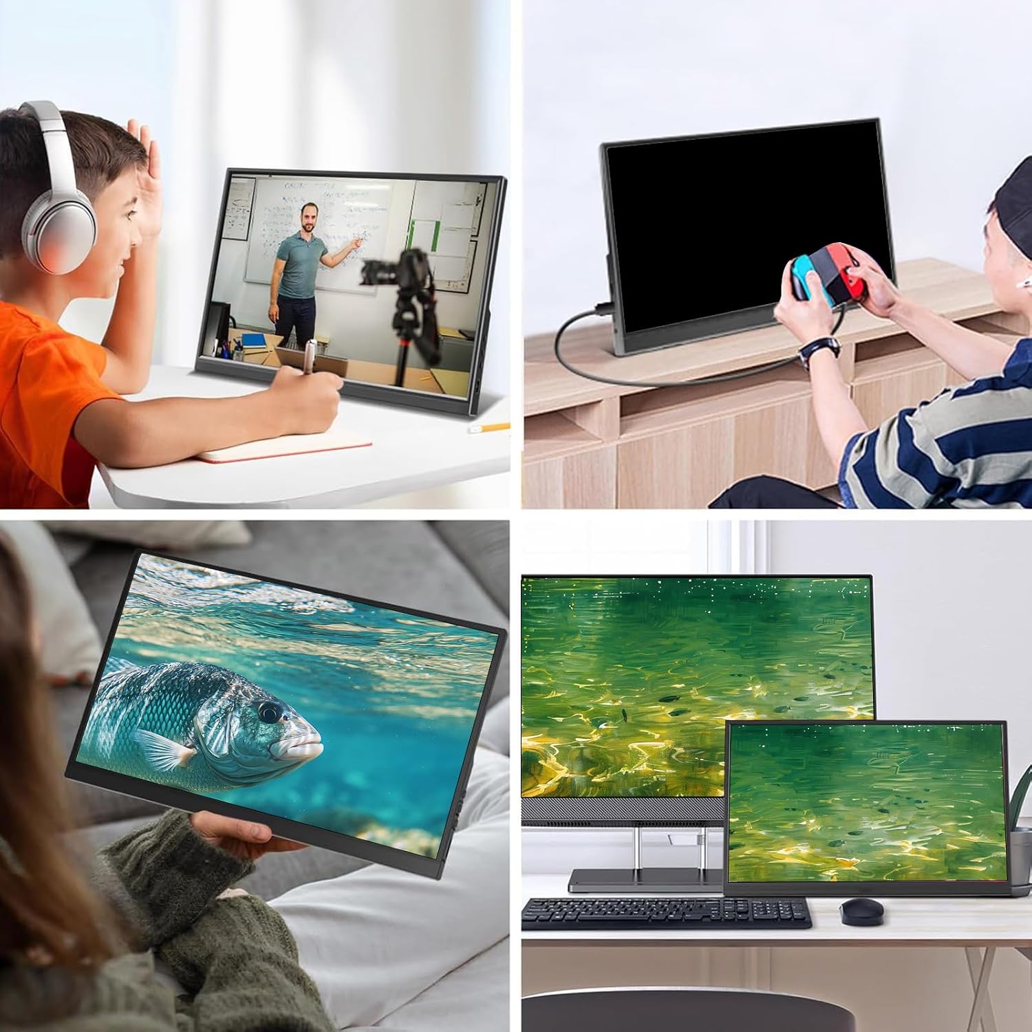 16inch Portable Monitor for Laptop Laptop Screen Extender USB C Travel External Display Gaming for Pc Computer Portable with Speakers