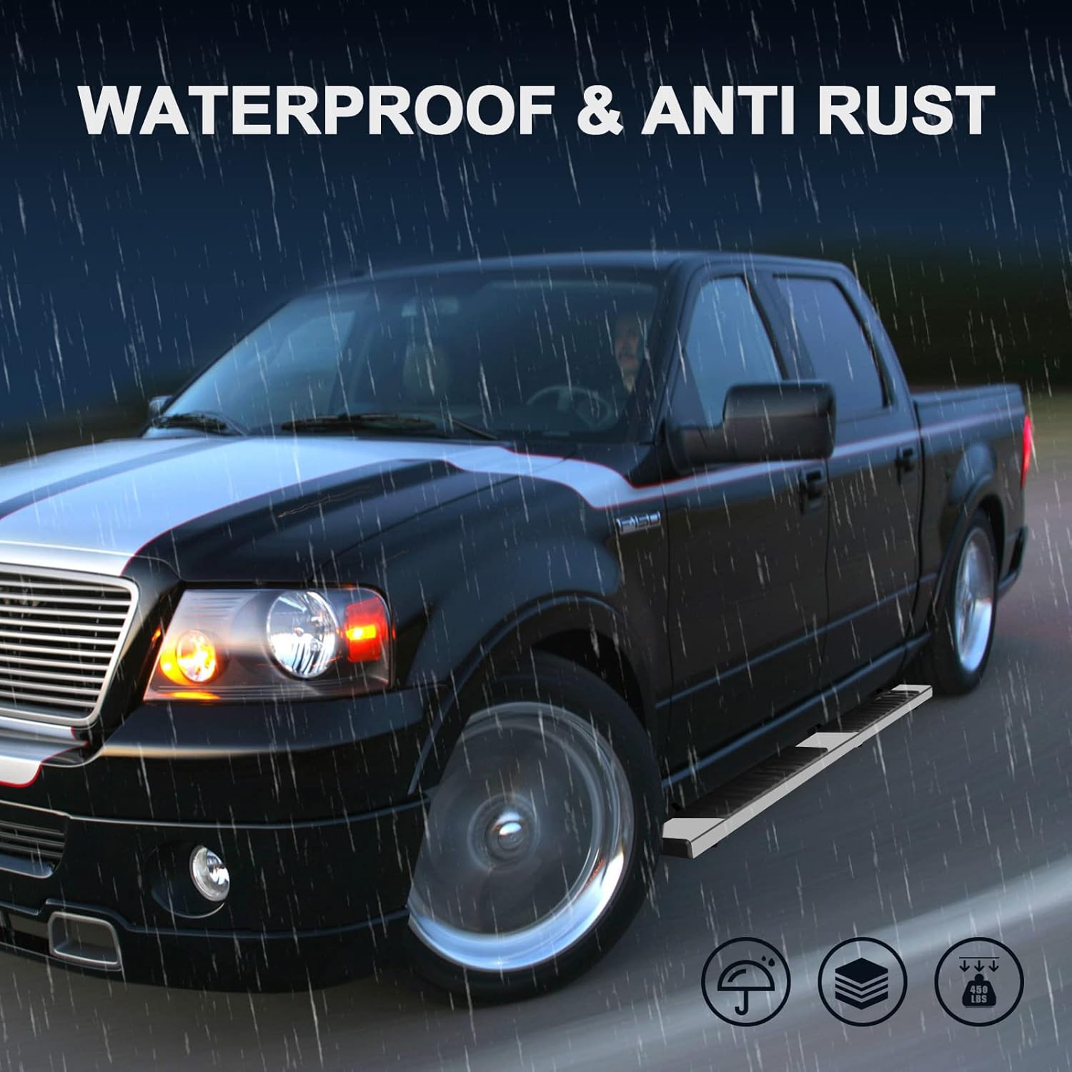 6 Inch Running Boards Compatible with 2019-2026 Ford Ranger Super Crew Cab with 4 Full Size Doors.Ford Ranger Steps Rock Sliders Step Bar Side Steps.Stainless Steel