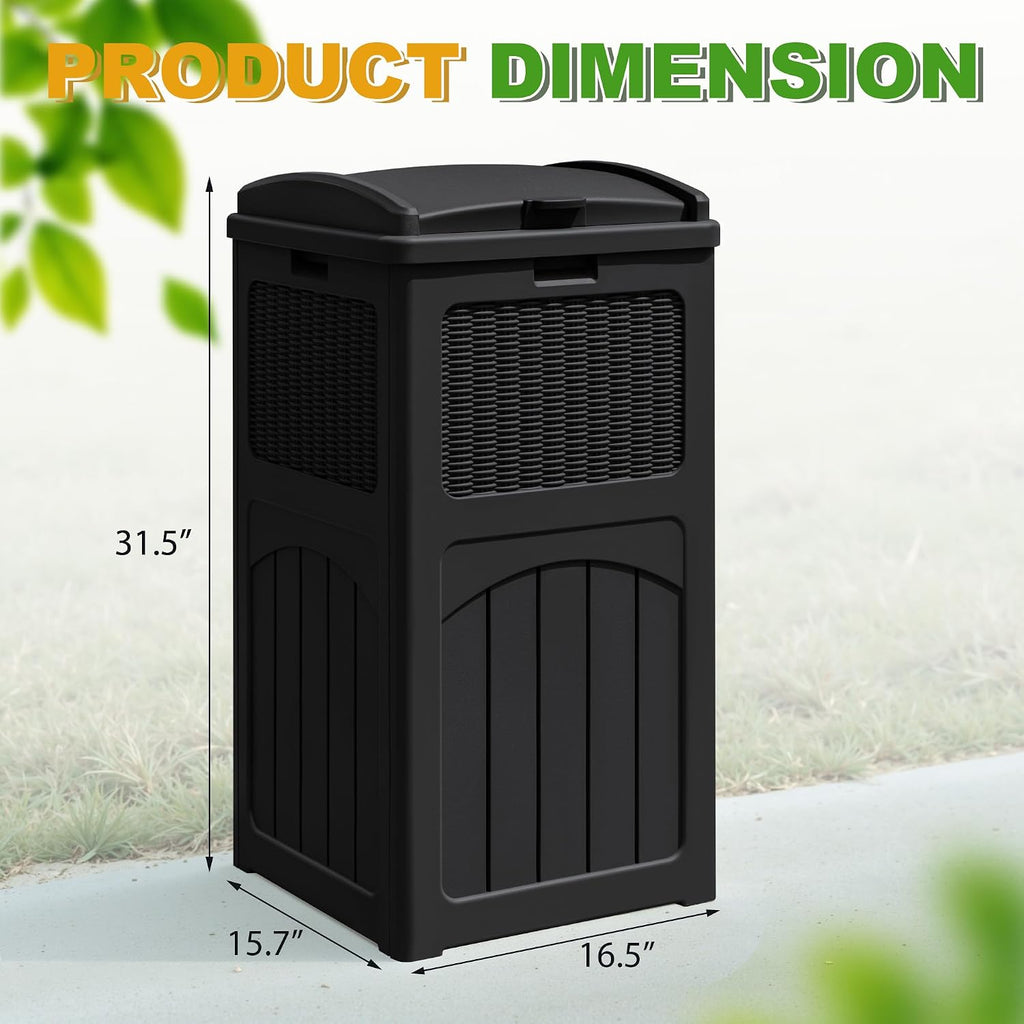 Greesum 2 Pack 33 Package Delivery Box for Outside, Waterproof Resin Garbage Bin with Lid for Hideaway, Deck, Patio, Black