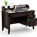 MAT EXPERT 48' Wide Computer Desk, Vintage Computer Desk with Hutch & Storage Drawer, Monitor Stand, Writing Workstation, Waterproof Laptop Table Gaming Desk for Study, Office, Bedroom (Brown)