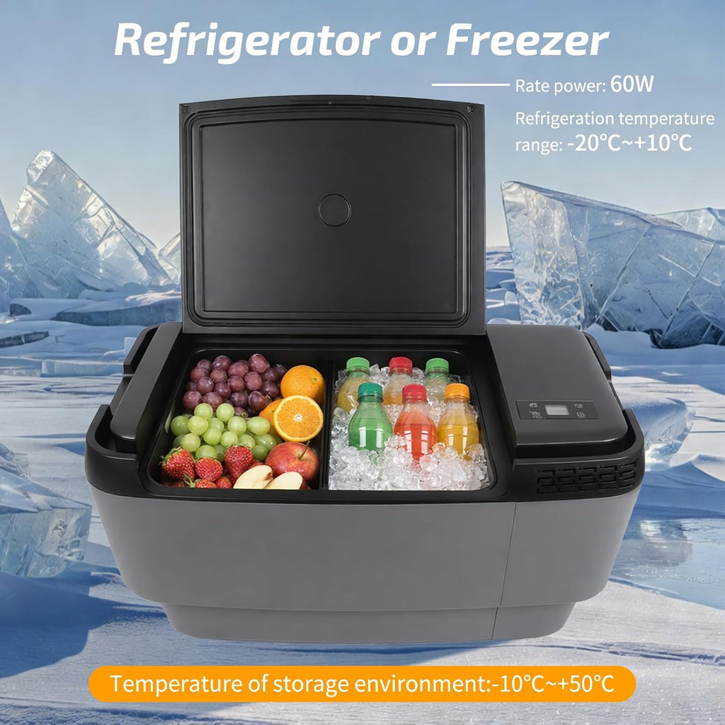 Car Refrigerator for Tesla Model Y, 37QT (35L) 12V Portable Freezer, -4℉~68℉ Trunk Fridge with APP Control, Low Noise & Energy Saving, Camping Road Trip Tailgating, 12/24V DC & 110-240V AC (Black)
