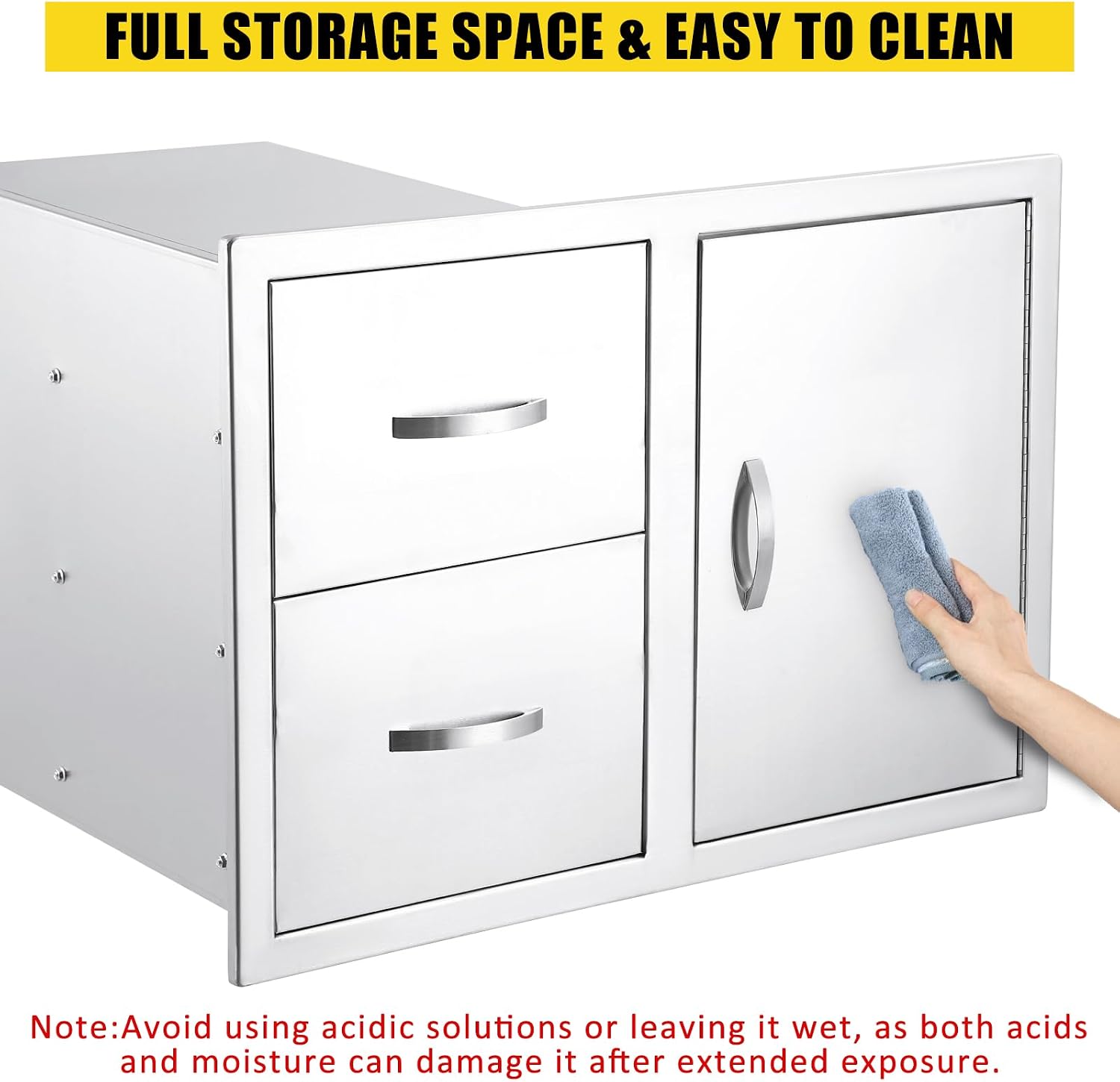 GarveeLife 33''W x 22''H x 22''D Outdoor Kitchen Drawer Combo with Paper Towel Rack, BBQ Access Door Drawers Combo with Stainless Steel, Perfect for BBQ Grill Station Outdoor Kitchen Storage Cabinet