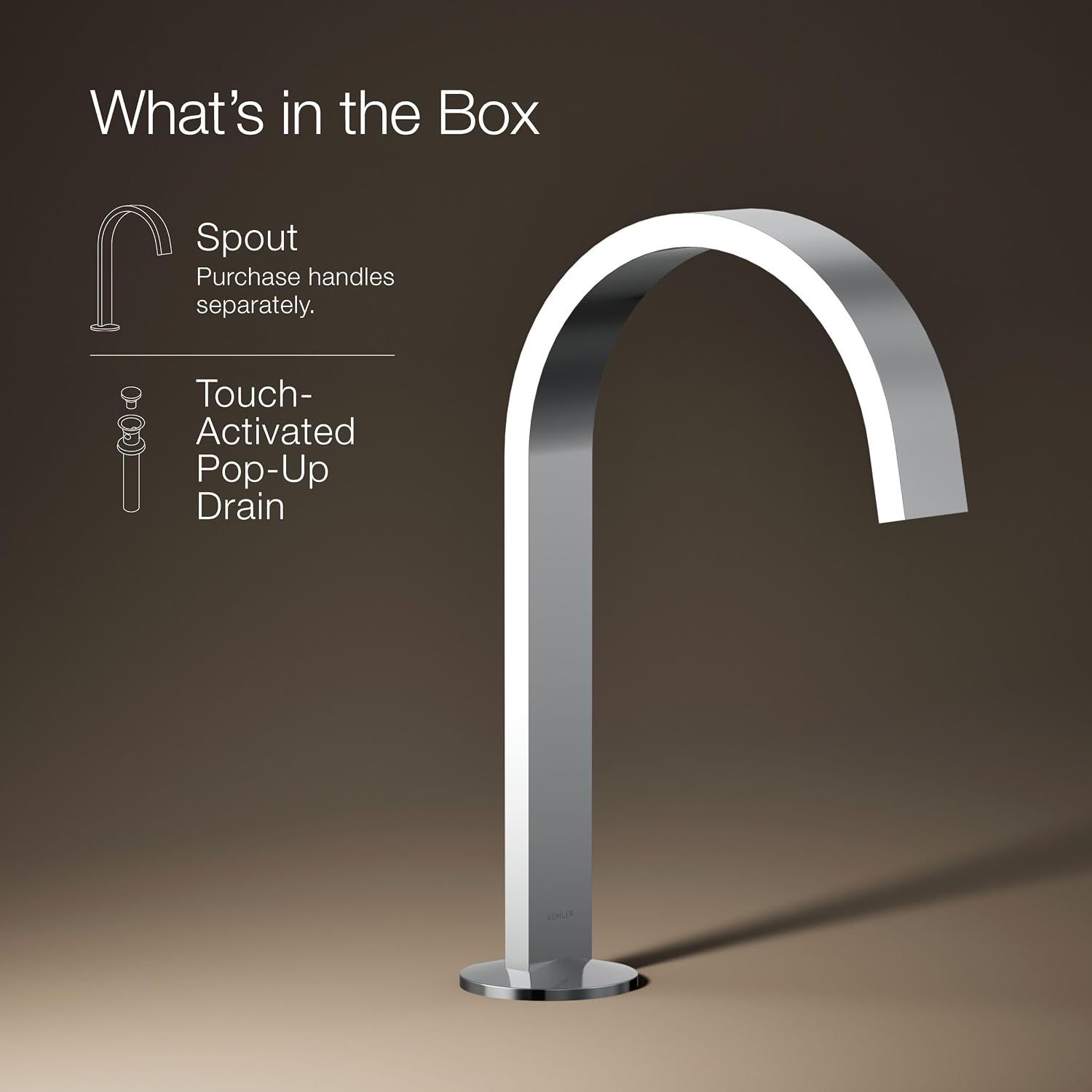 Kohler 77968-CP Components® Bathroom Sink Faucet spout with Ribbon Design, 1.2 gpm, Polished Chrome