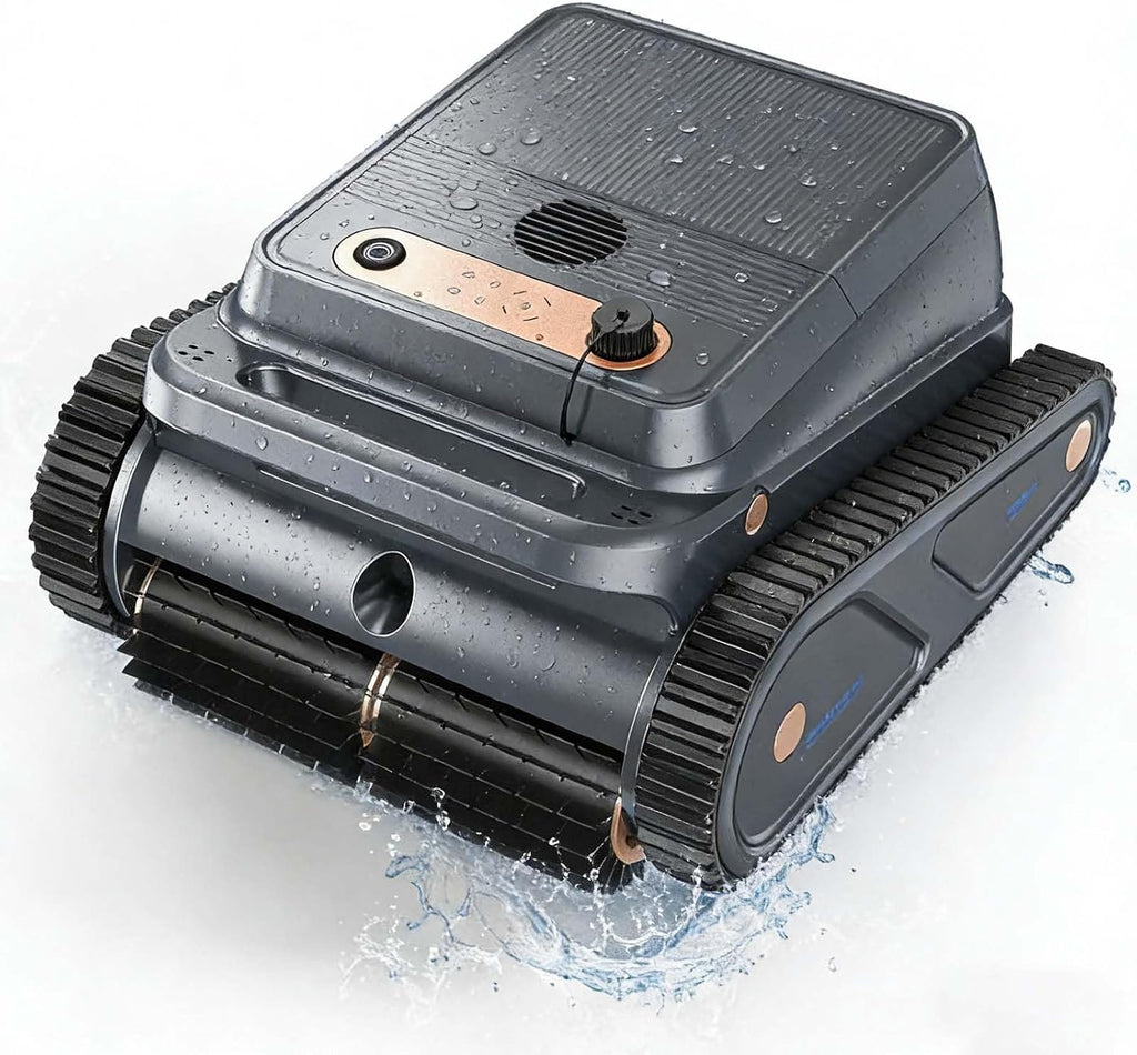 Pool Vacuum for Inground Pools up to 2,000 Sq.ft, Pool Cleaner Robot with 4 Modes for Wall/Floor/Waterline Cleaning, 150 Mins Runtine, Smart Navigation (Grey+Gold)