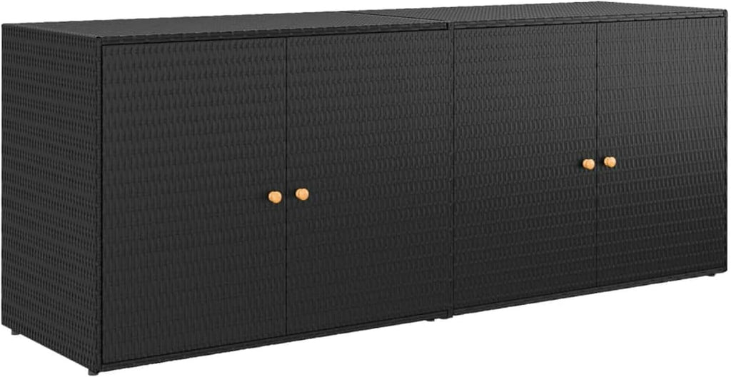 Benjara Elix Outdoor Storage Cabinet Chest- 78' Wide Black Rattan- Brown