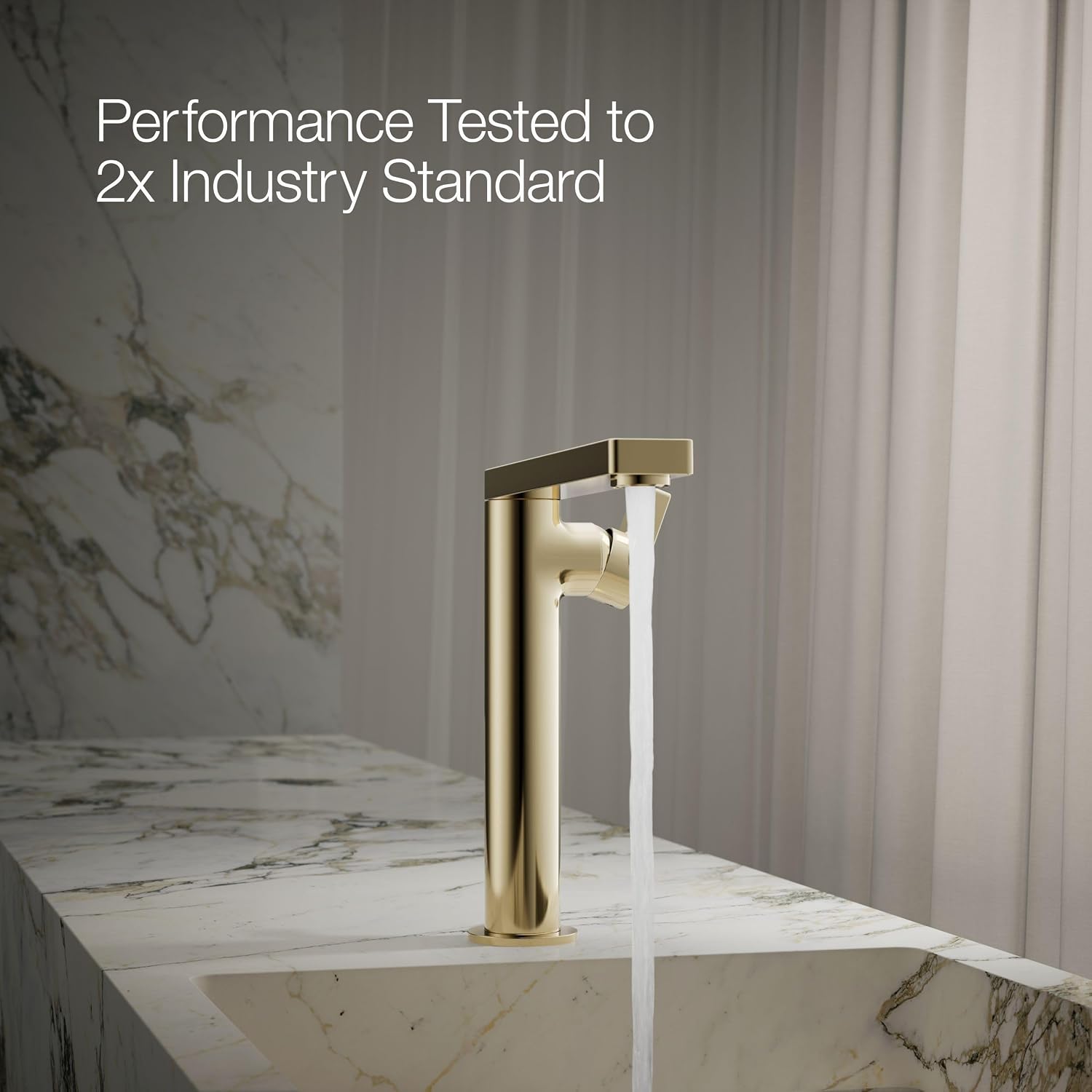 Kohler 73168-4-AF Composed® Tall Single-Handle Bathroom Sink Faucet with Lever Handle, 1.2 gpm, Vibrant French Gold
