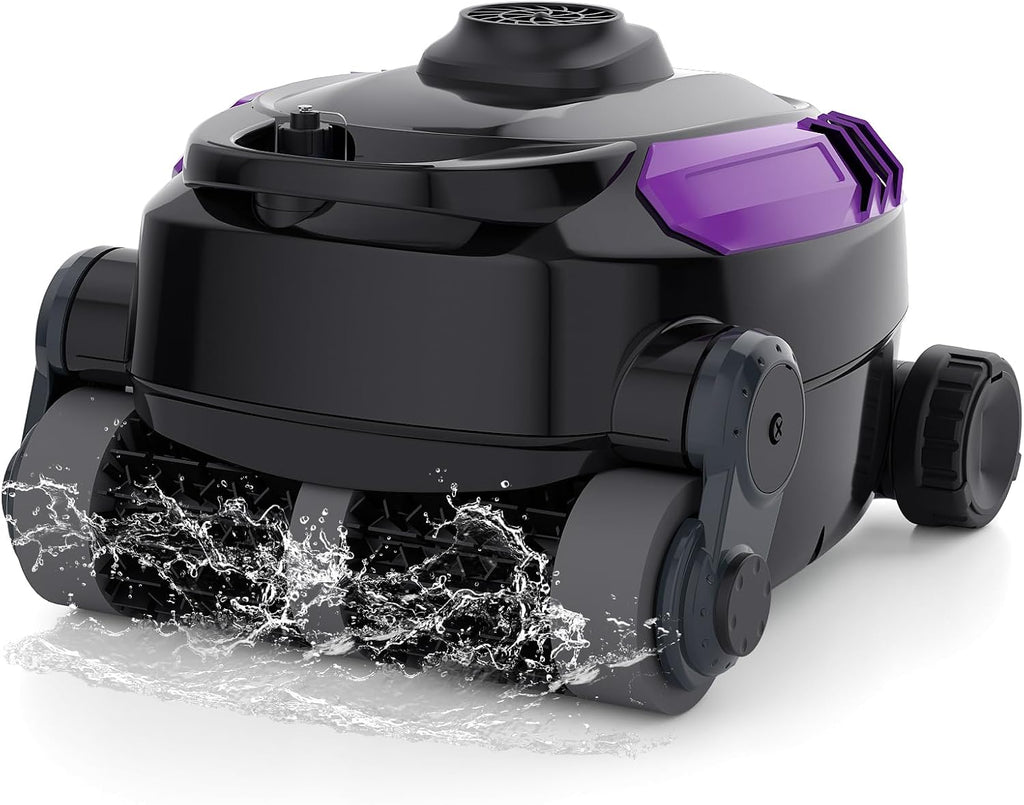 Cordless Robotic Pool Cleaner, Wall Climbing, Extended Battery Life, 0.28 Cu Ft Large Capacity, Advanced Dual-Motor, X3 Auto Pool Vacuum for Inground & Above Ground Pools Up to 1615 Sq.Ft, Purple