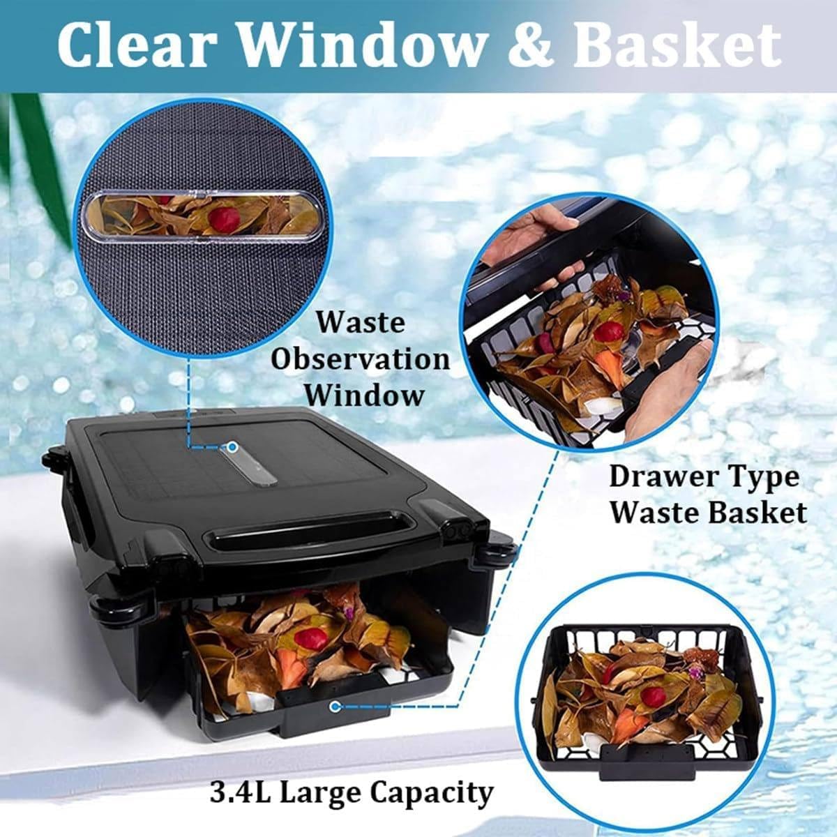 Solar Pool Surfaces Cleaner, Solar Robotic Pool Skimmer Cleaner, Cordless Robotic Pool Cleaner, Navigation Sensor, Daytime & Overnight Continuous Cleaning, Dual Charging Modes Cleaning