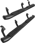 TAC 4.25' Side Steps Fit 2007-2021 Toyota Tundra Double Cab Pickup Truck Oval Bend Texture Black Nerf Bars Running Boards Exterior Accessories (Texture Powder Coating Brackets) (2 Pieces)