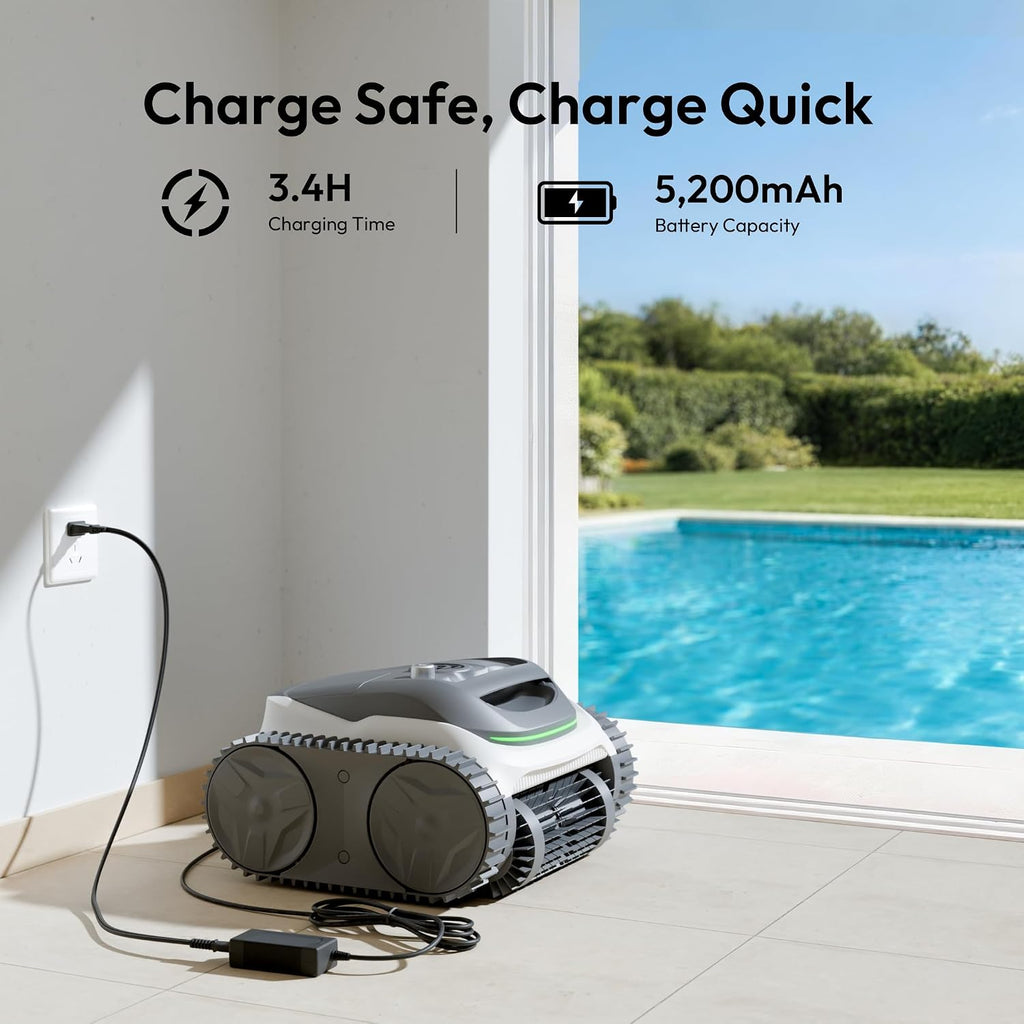 (2026 Upgraded) Bubot 700 Cordless Robotic Pool Vacuum for Inground Pools, Above Ground Pool Cleaner with App Control & Smart Navigation, Floor Wall Waterline Cleaning, Up to 210-Min Runtime, White