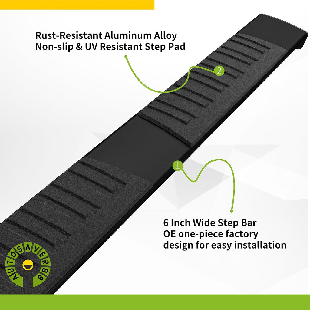 AUTOSAVER88 6 inches Running Boards Compatible with 2019-2026 Dodge Ram 1500 New Body Style Crew Cab with 4 Full-Size Doors, Ram Nerf Bars Side Steps (Exclude 2019-2026 Classic)