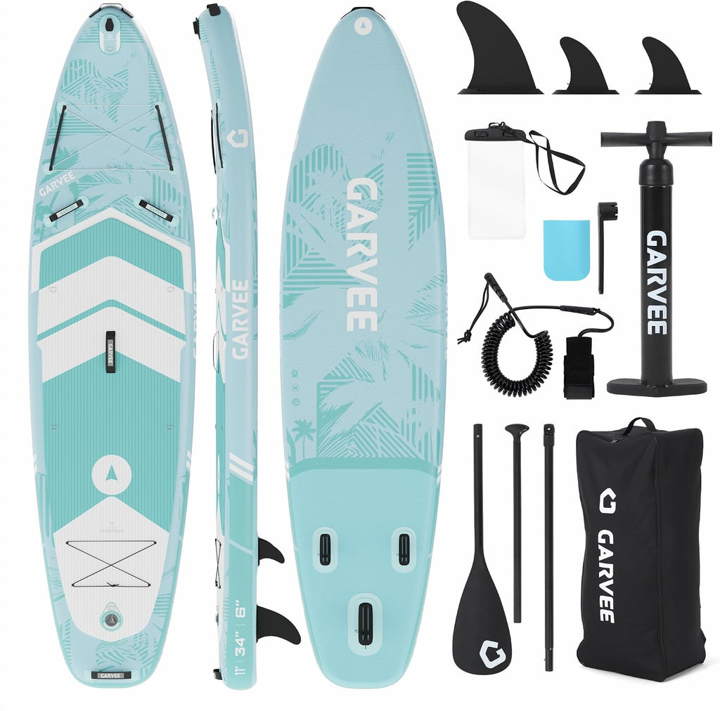 GarveeLife Inflatable Paddle Board,10.6/11FT Inflatable Stand Up Paddle Board with Premium SUP Paddleboard Accessories, Wide Stable Design, Non-Slip Comfort Deck for All Skill Level