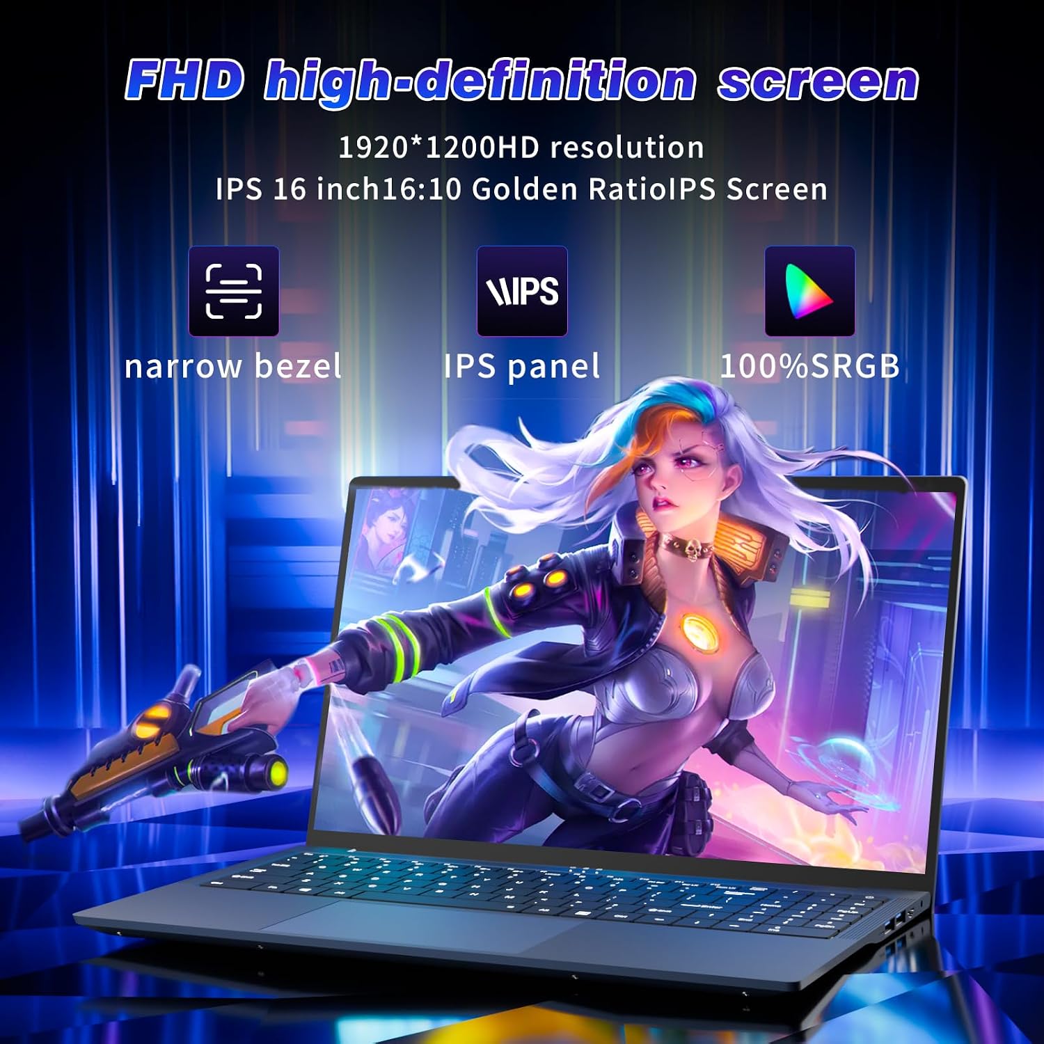 16 Inch Laptop Computer, FHD IPS 1200p Screen, Gaming Laptop i5 (Up to 3.6GHz) for 16GB RAM 512GB SSD,Dual Band WiFi BT5.0丨Long Lasting Battery丨Win 11 Pro Gaming PC, Notebook for Business Student