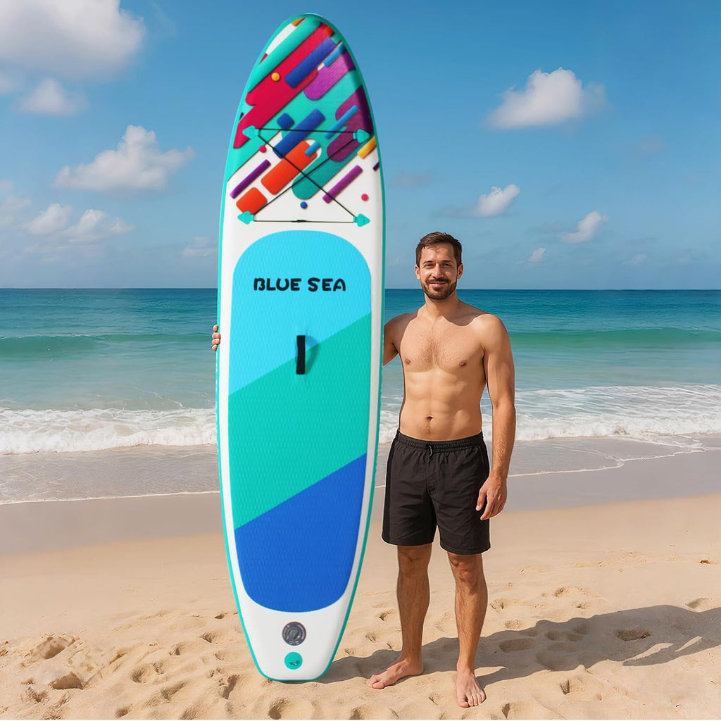 Inflatable Stand up Paddle Board, Extra Wide SUP, with Premium Paddleboard Accessories, Hand Pump, Backpack, Adult & Youth, for Yoga Fishing Paddling