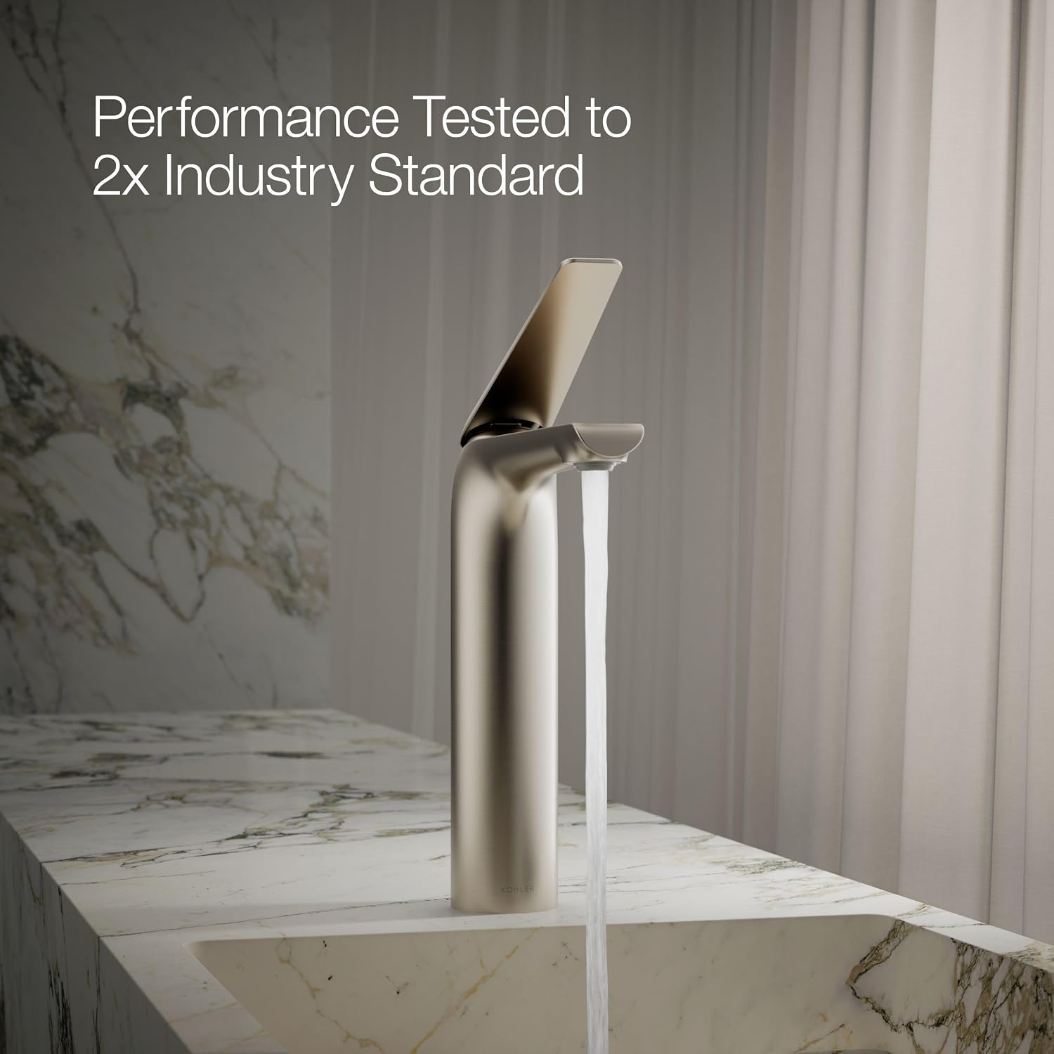 Kohler 97347-4-BN Avid® Tall Single-Handle Bathroom Sink Faucet, 1.2 gpm, Vibrant Brushed Nickel