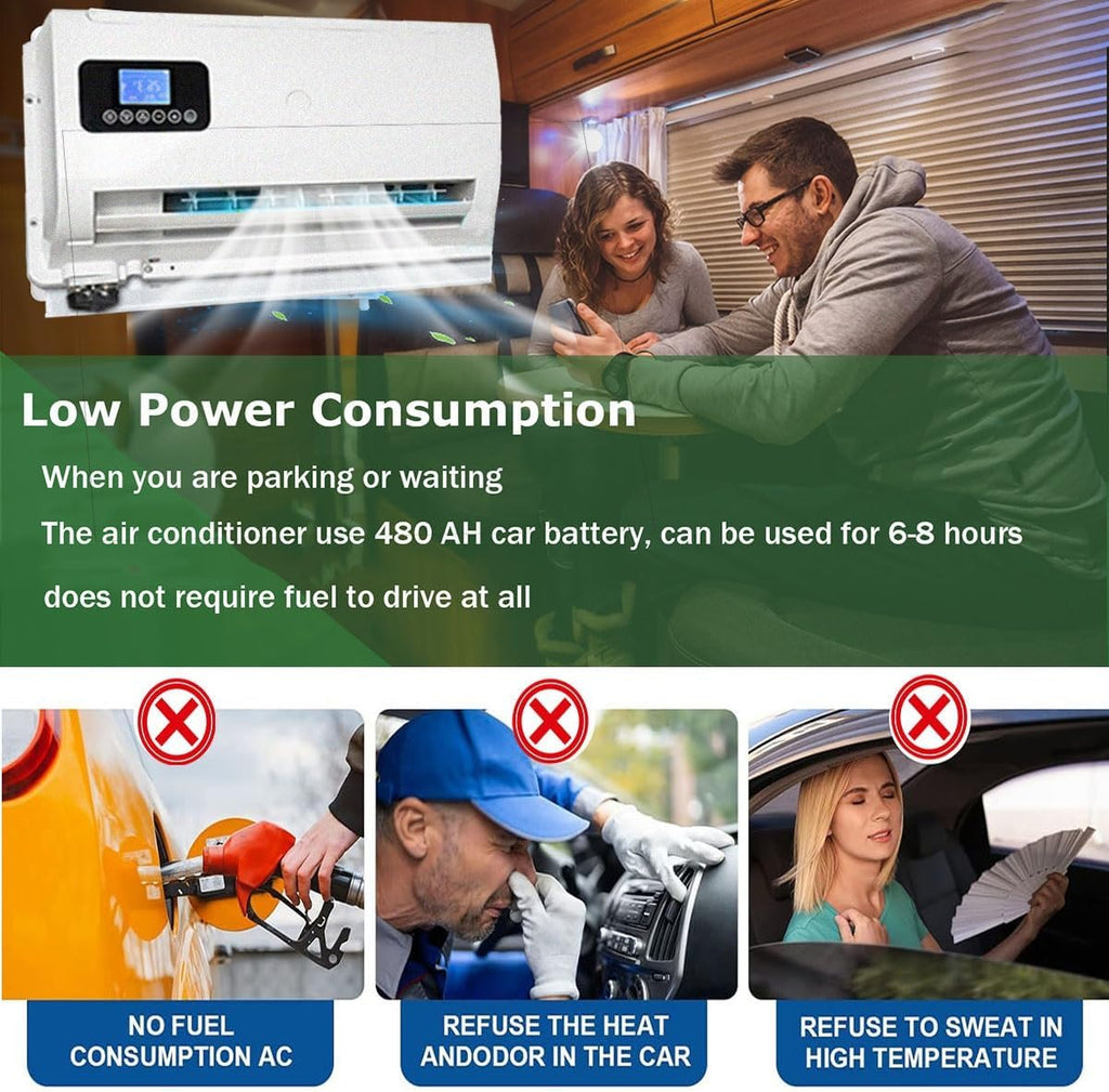 DC 12V Air Conditioner Electric RV Rooftop Air Conditioner Unit Split Cool Parking Air Conditioning Scroll Compressor Camper Air Conditioner For Truck BUS Minivans