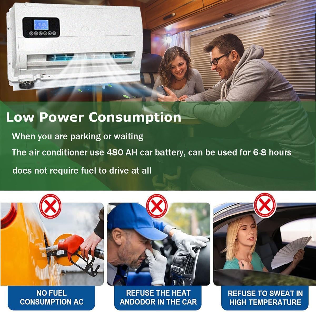 DC 12V Air Conditioner Electric RV Rooftop Air Conditioner Unit Split Cool Parking Air Conditioning Scroll Compressor Camper Air Conditioner For Truck BUS Minivans