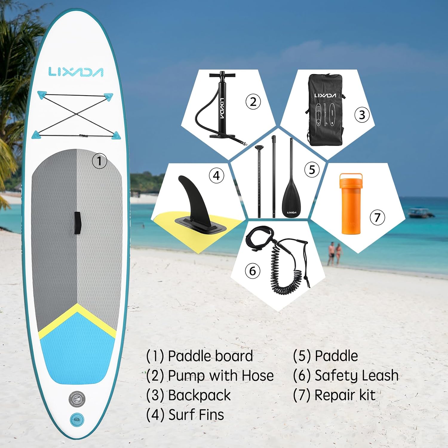 Lixada Inflatable Paddle Board Kit Inflatable Stand Up Paddle Board 12'6'x 32' x 6' with Backpack Non-Slip Deck Paddleboarding Complete Kit for Youth Adults