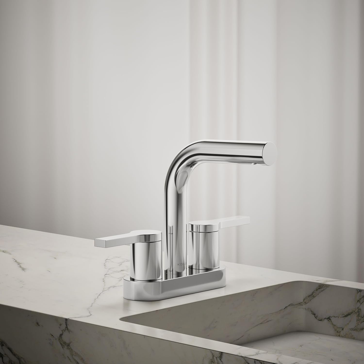 KOHLER K-33591-4N-CP Elate® Centerset Bathroom Sink Faucet, Durable Brass, Contemporary Look, Easy Maintenance, Bathroom Faucets, 0.5 GPM, Polished Chrome