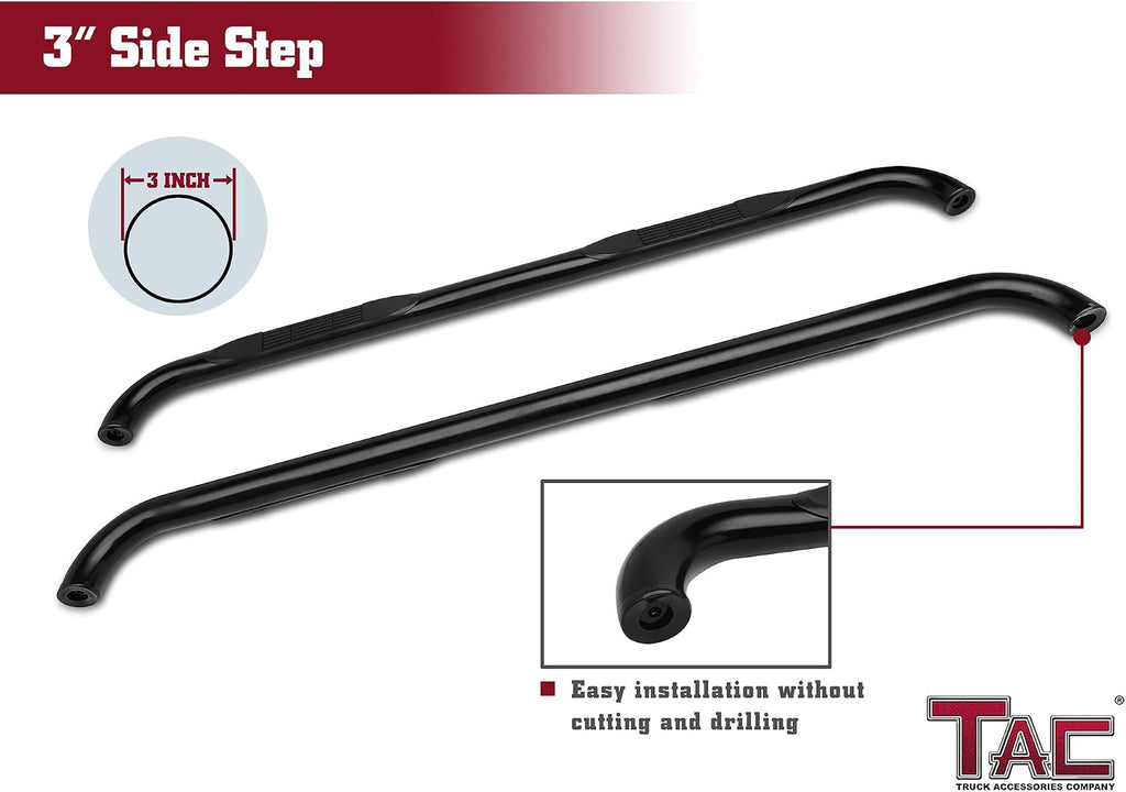 TAC Side Steps Compatible with 2003-2010 Kia Sorento 3 inches Black Side Bars Nerf Bars Step Rails Running Boards Off Road Automotive Exterior Accessories (2 Pieces Running Boards)
