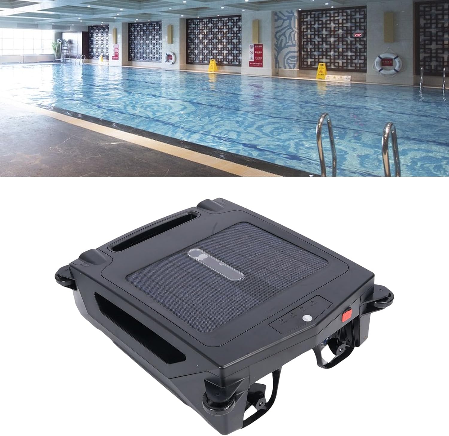 Naroote Solar Swimming Pool Surface Cleaning Robot, Automatic Rechargeable Cordless Robotic Pool Cleaner with Dual Charging Functionality & 5 Hours Continuous Cleaning (US Plug)