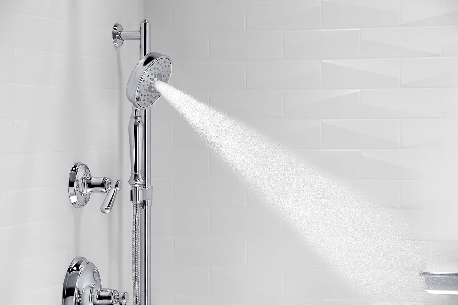 KOHLER 22163-CP Bancroft Multi-Function Handshower, Handheld Showerhead with 3 Spray Settings, 2.5 GPM, Polished Chrome